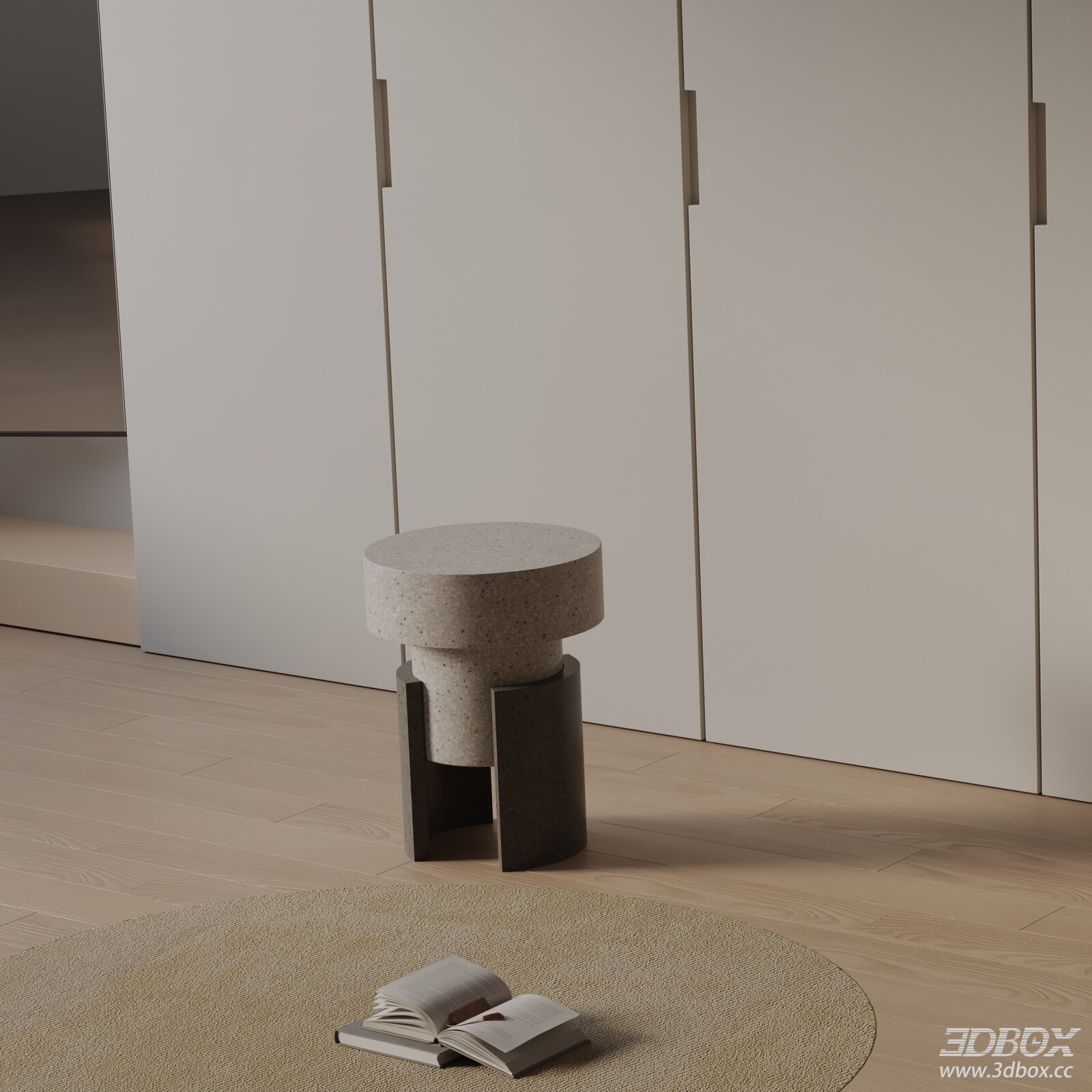Modern Nightstand 3D model - front view