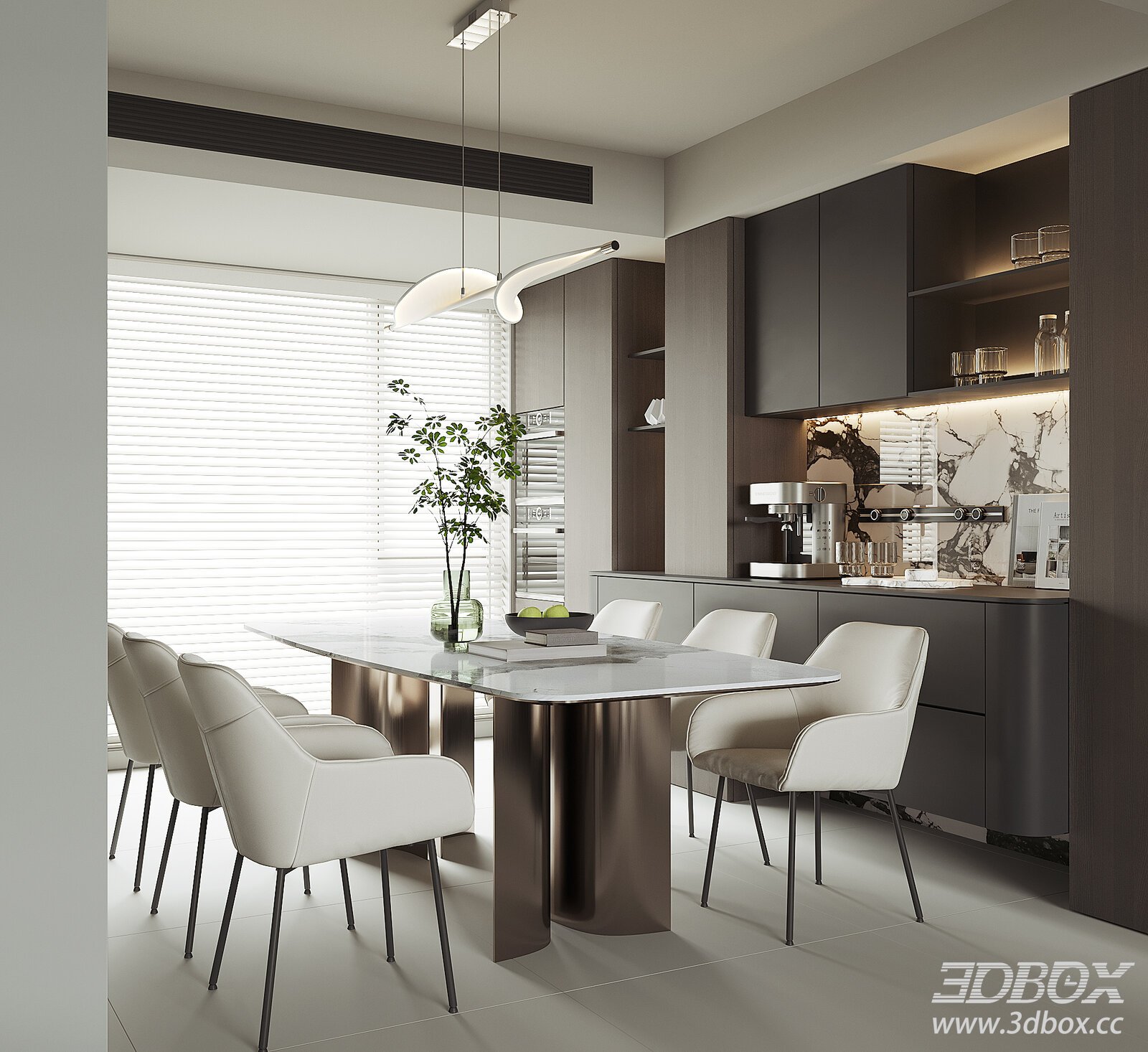 Modern Home Dining Room 3D model - thumbnail 1