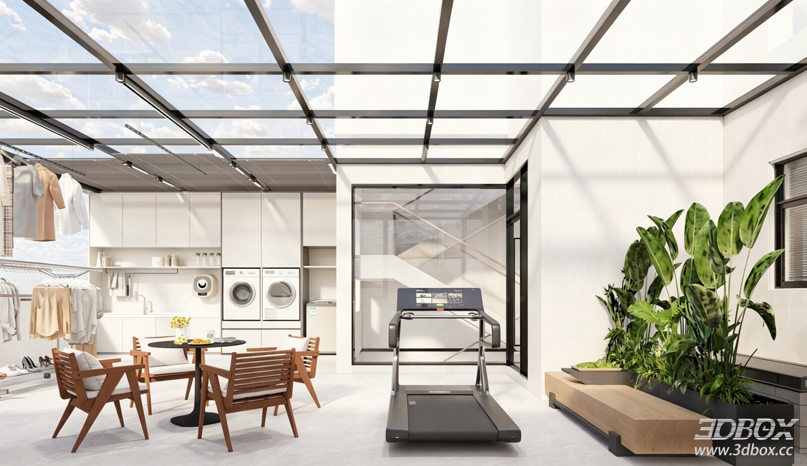 Modern Minimalist Leisure 3D model - front view
