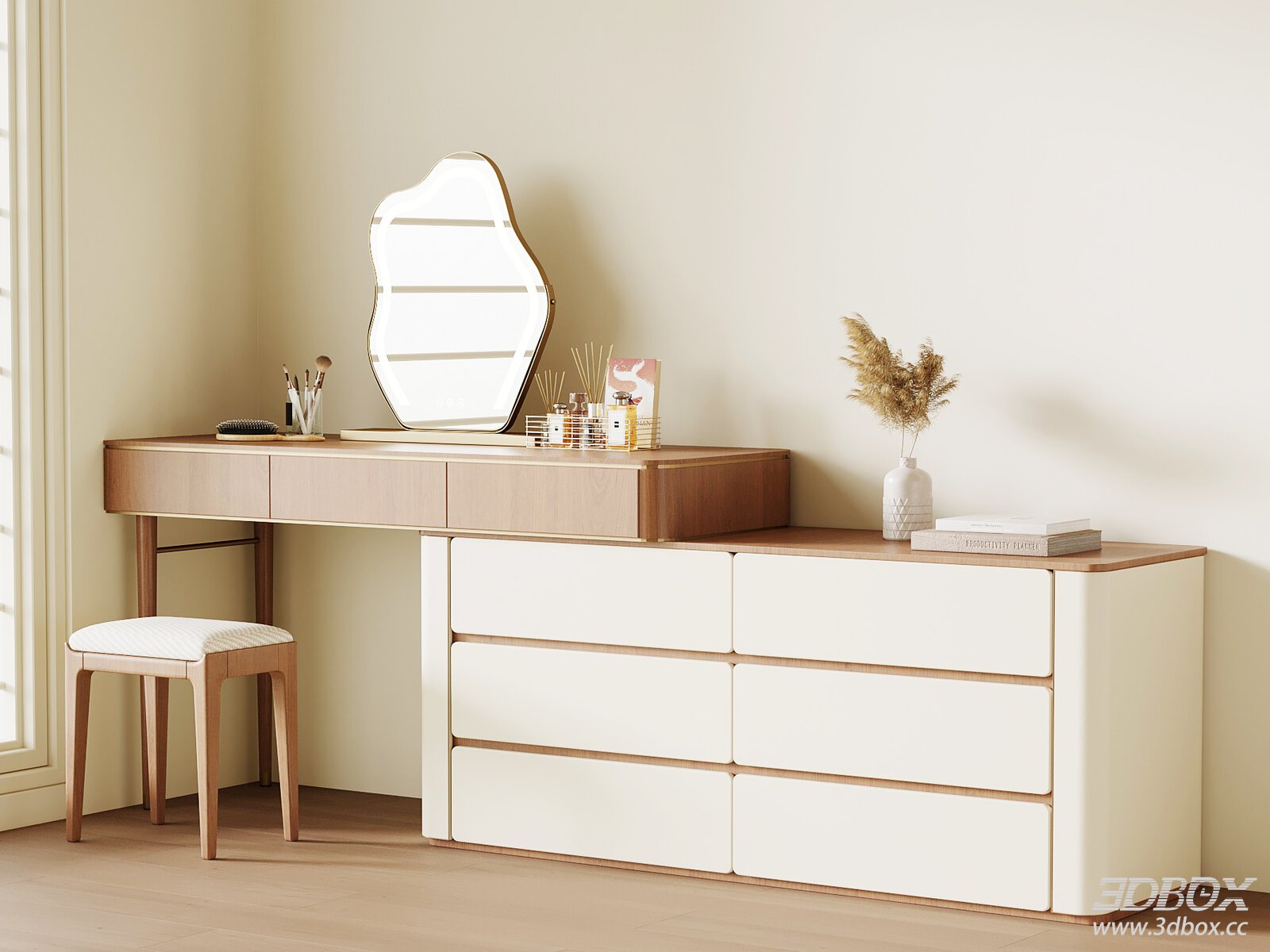 Vintage Dressing Table 3D model - thumbnail 1