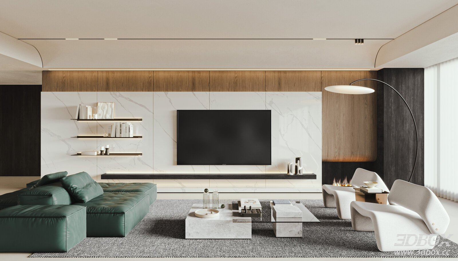 Modern Living Room 3D model - thumbnail 1