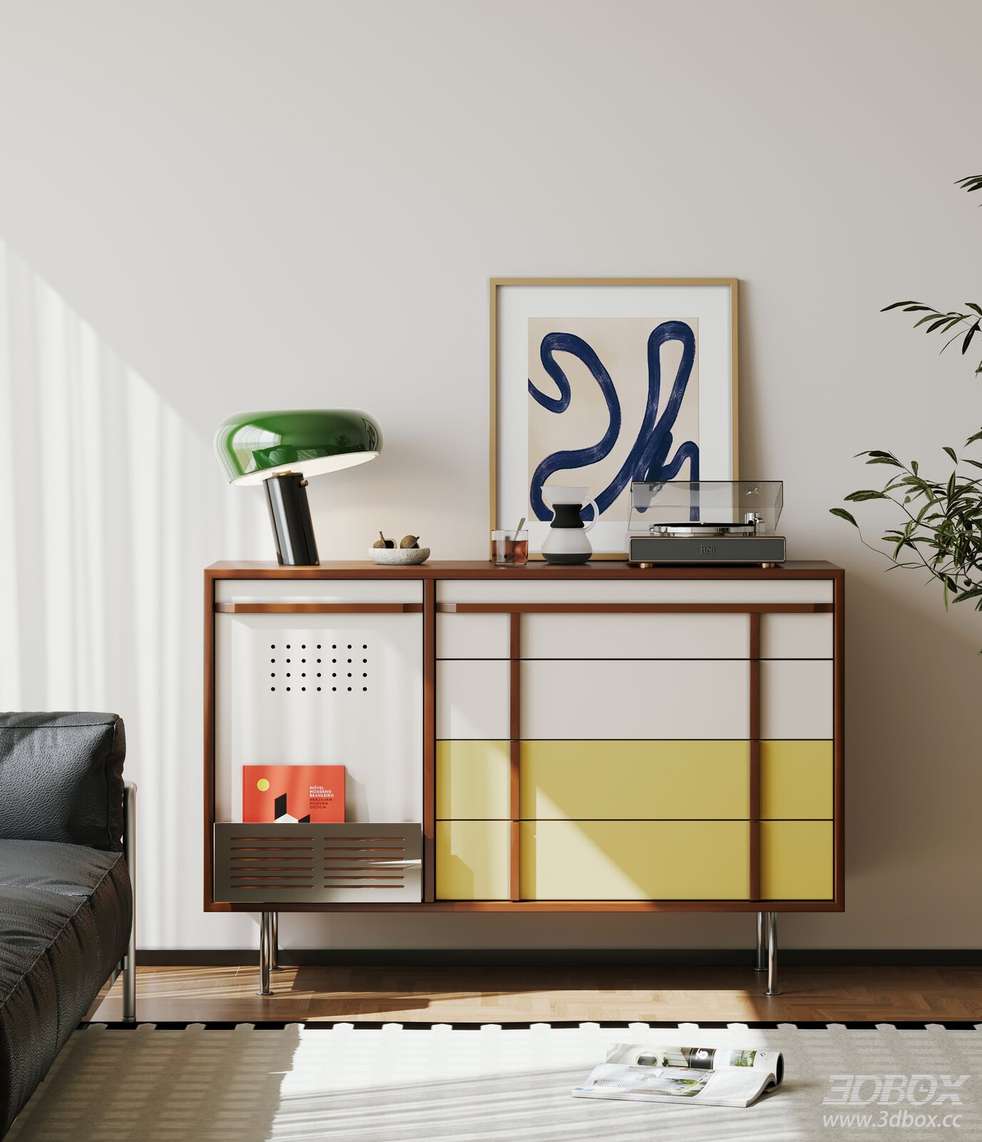 Modern Sideboard in Living Room Scene 3D model - thumbnail 1