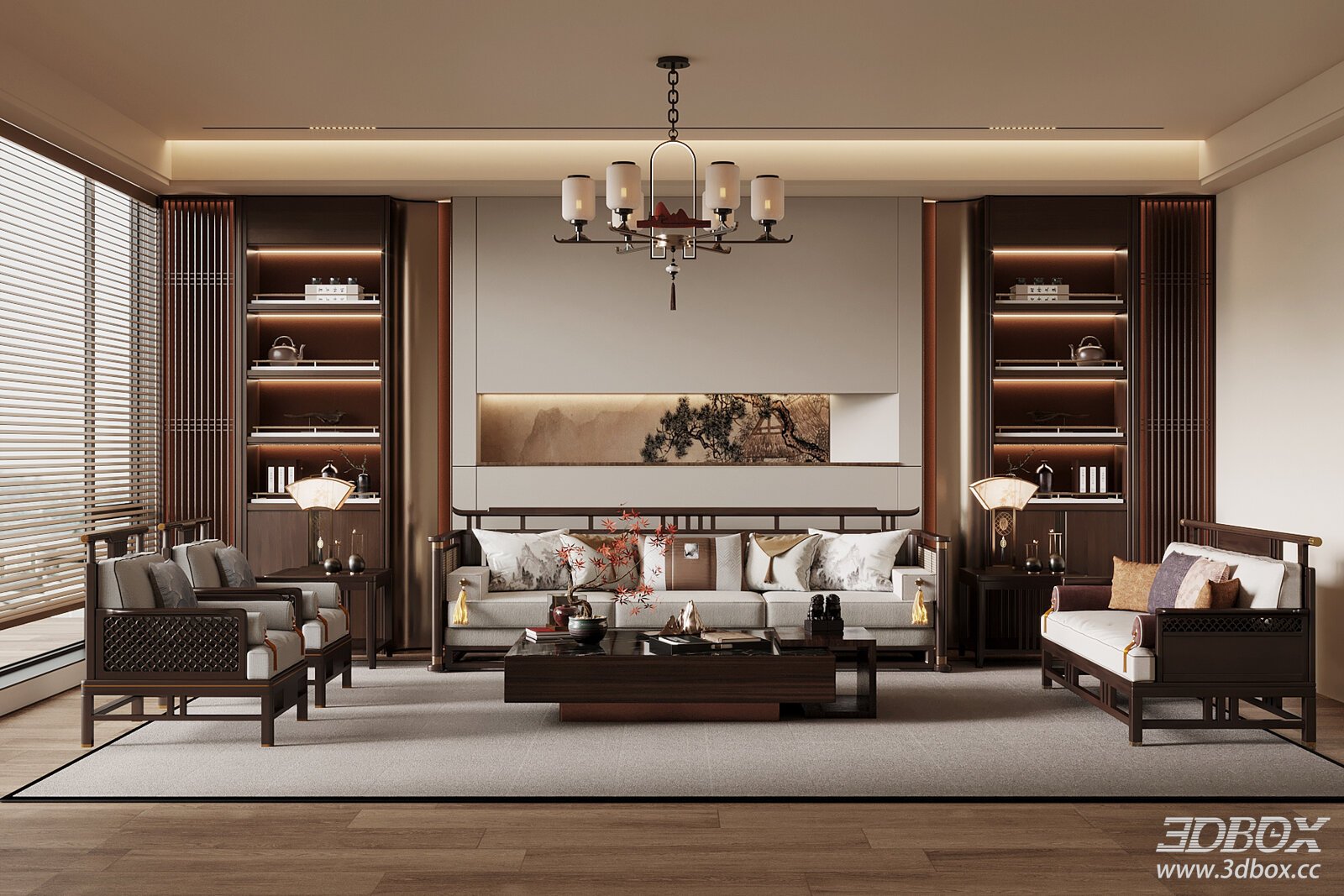 Modern Living Room 3D Model 3D model - front view