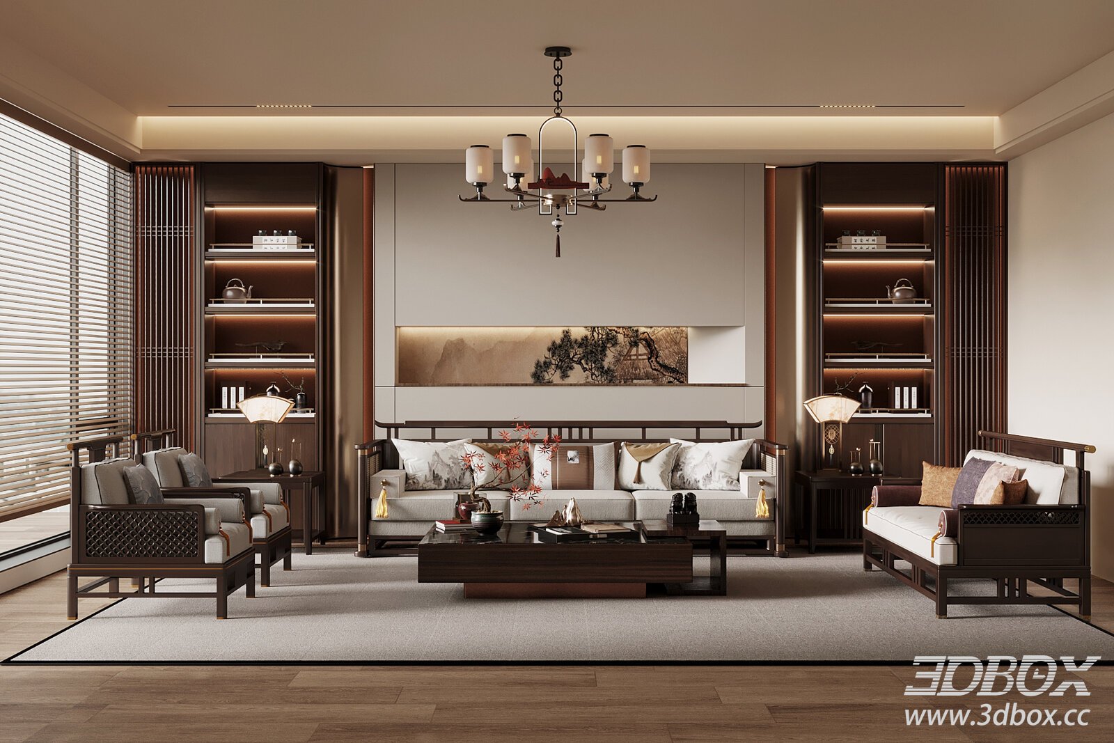 Modern Living Room 3D Model 3D model - thumbnail 1
