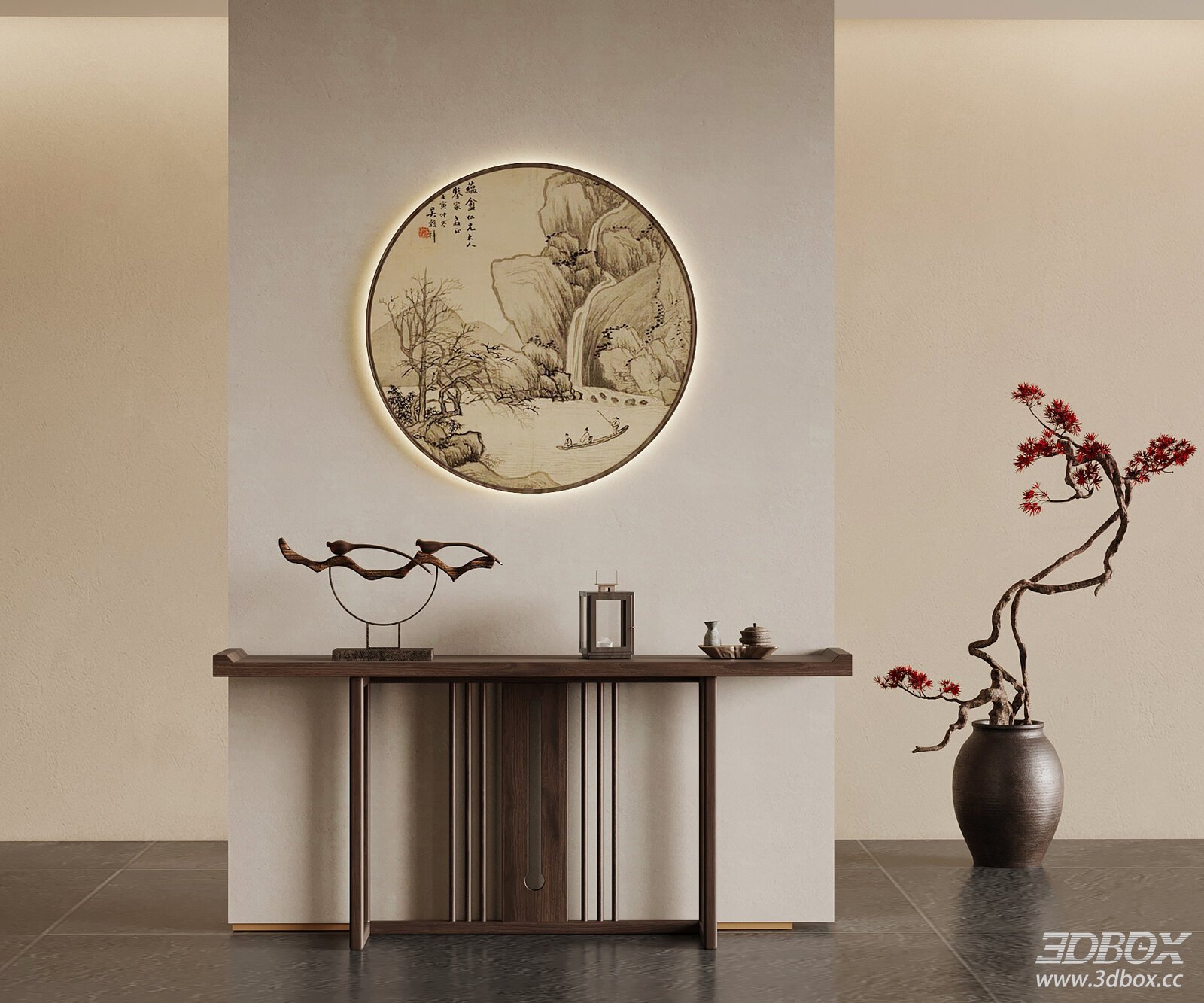 Chinese - style Decorative Set 3D Model 3D model - thumbnail 1