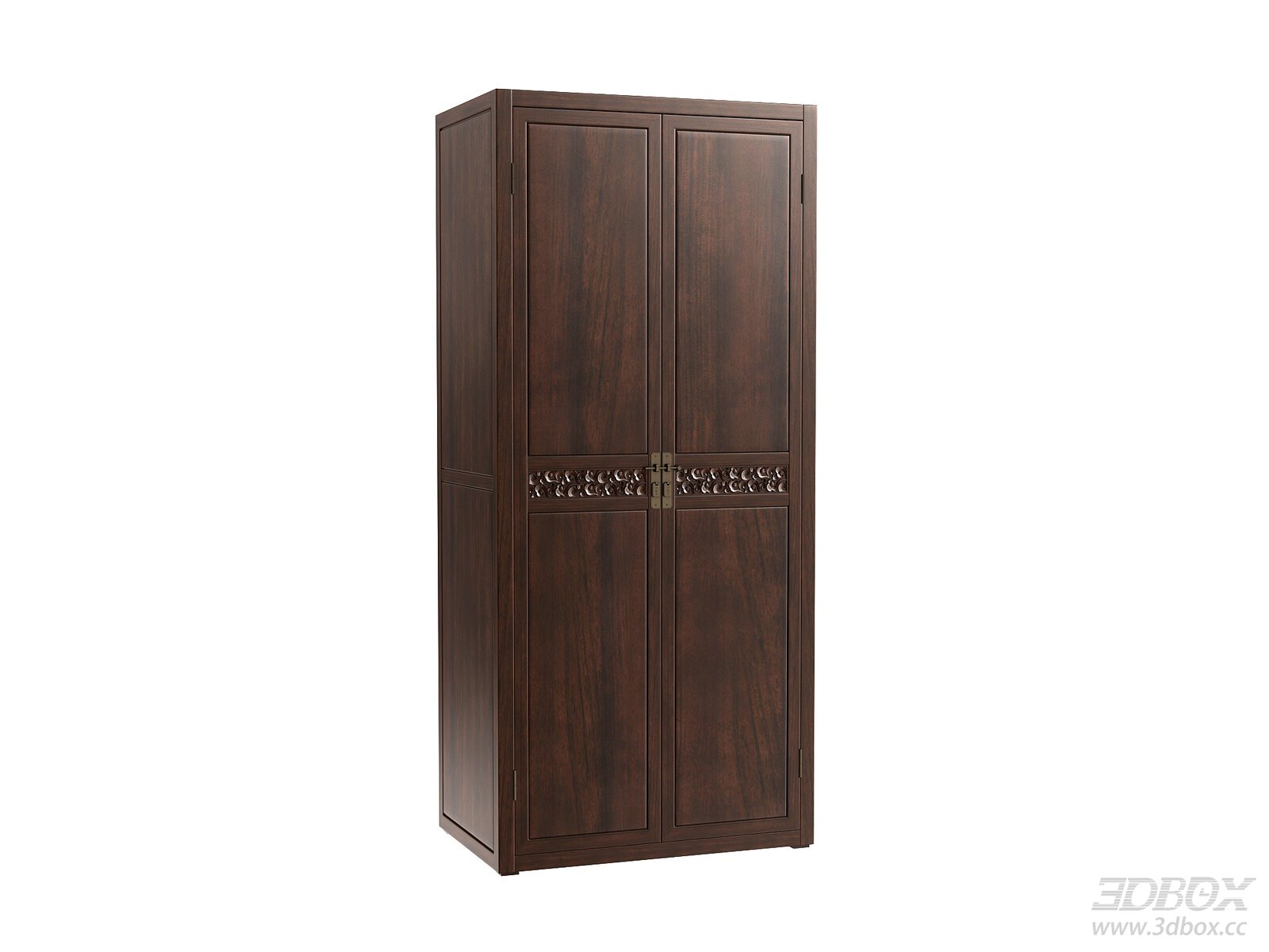 Wooden Wardrobe 3D Model 3D model - front view