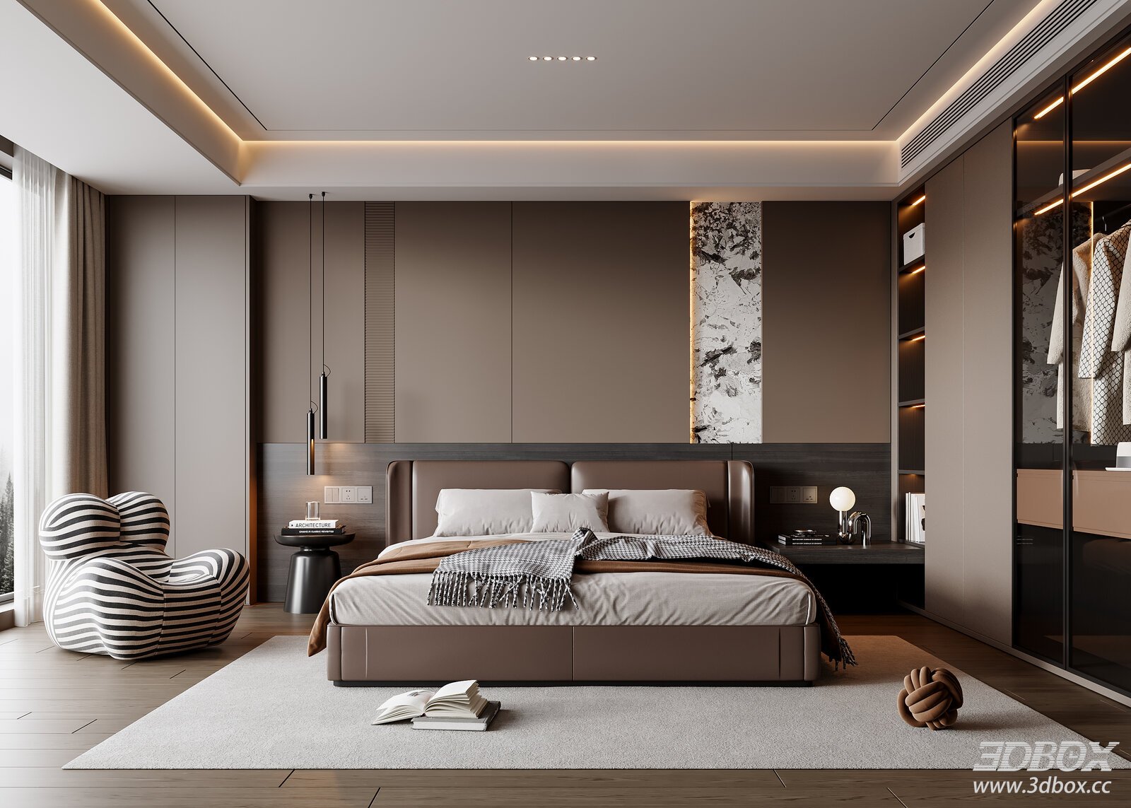 Modern Bedroom 3D Model 3D model - thumbnail 1