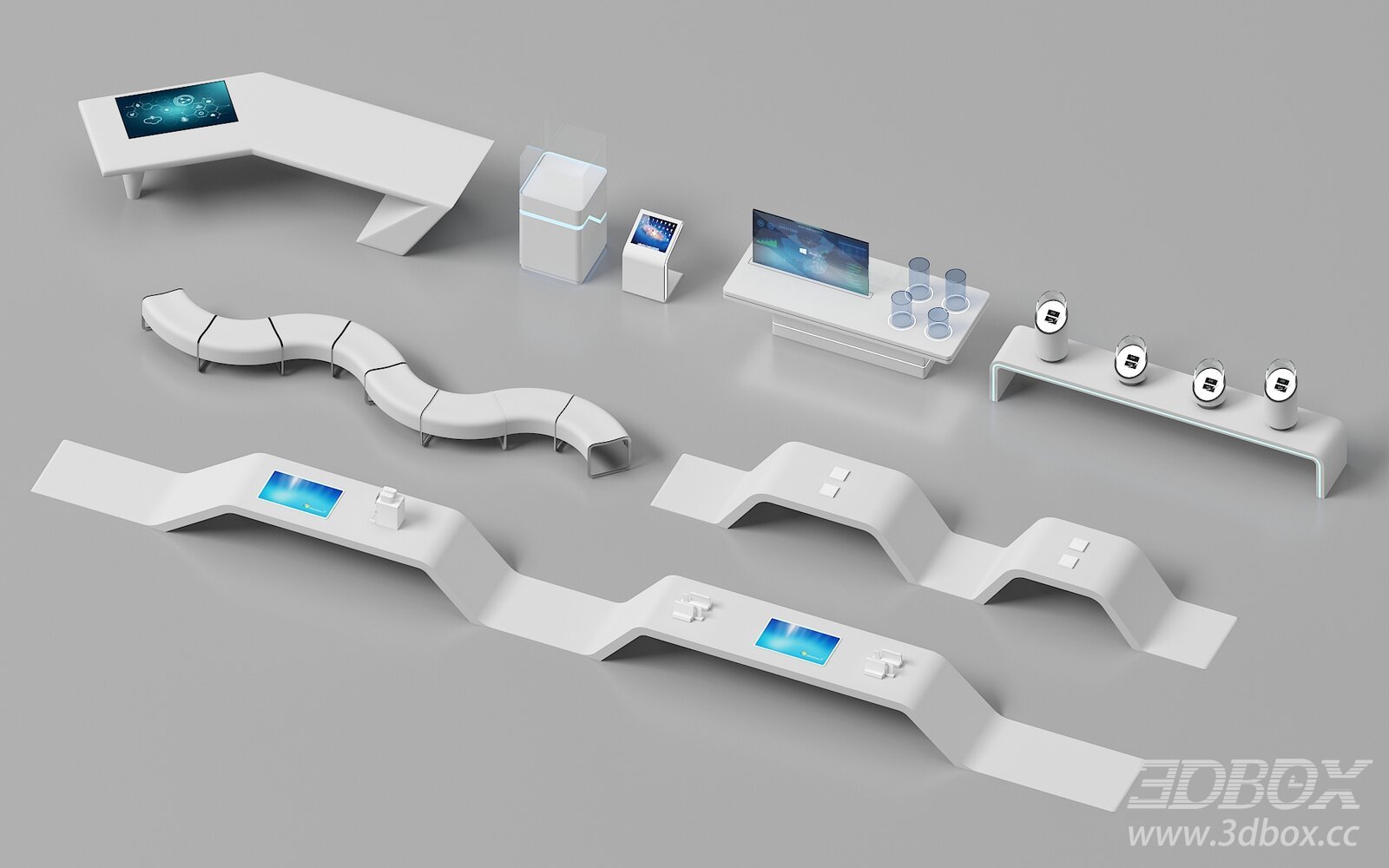 Modern Reception Desk 3D Model 3D model - thumbnail 1