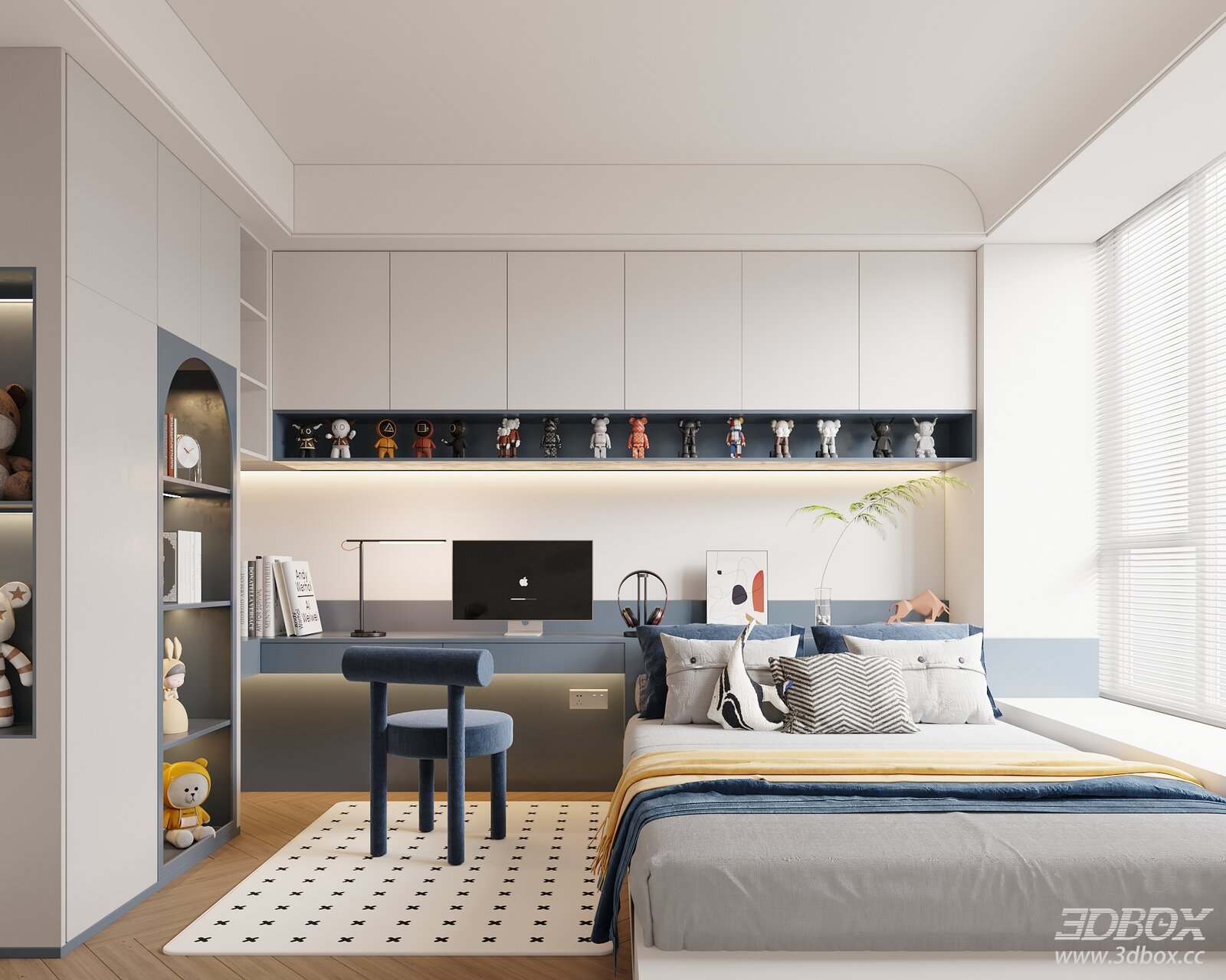 Modern Bedroom 3D Model 3D model - thumbnail 1