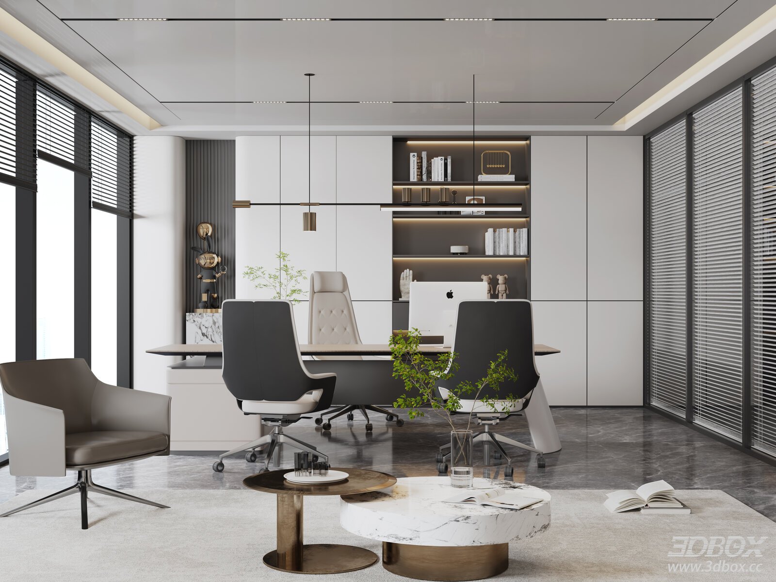 Modern Office Room 3D Model 3D model - front view