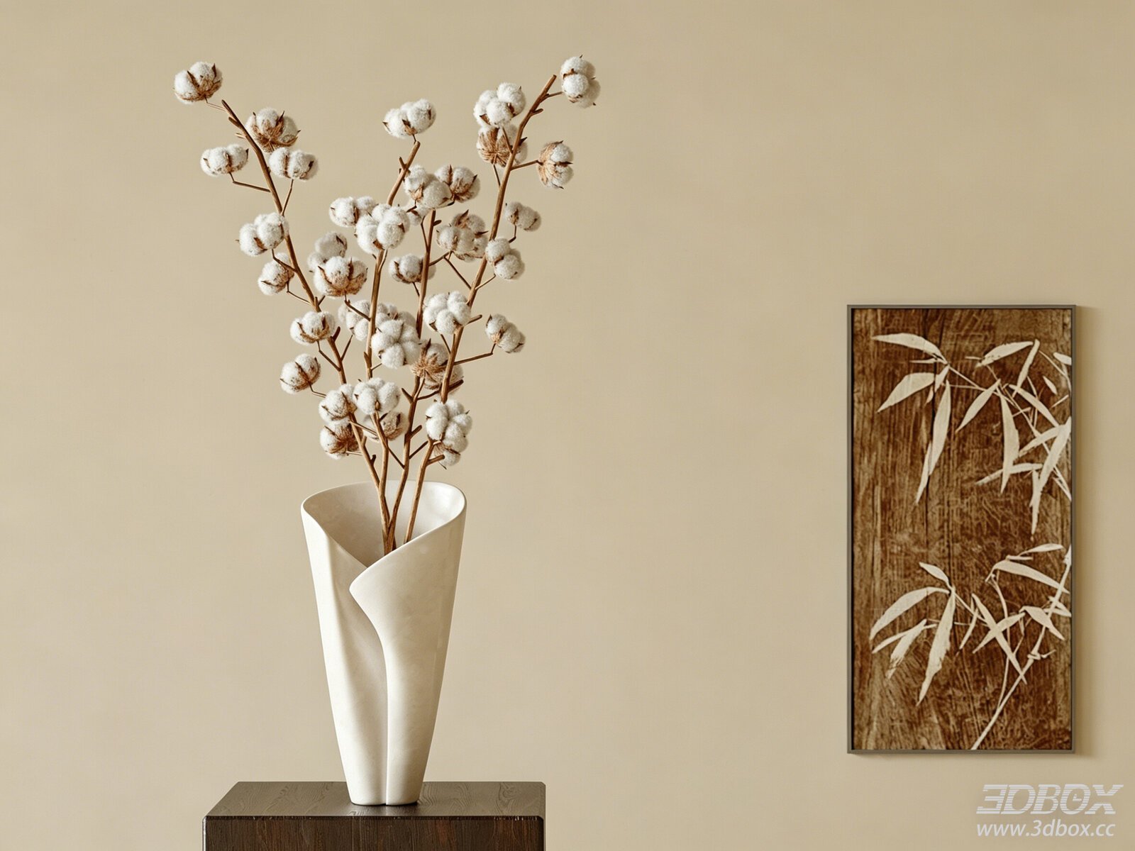Modern Vase and Wall Decoration 3D Model 3D model - front view