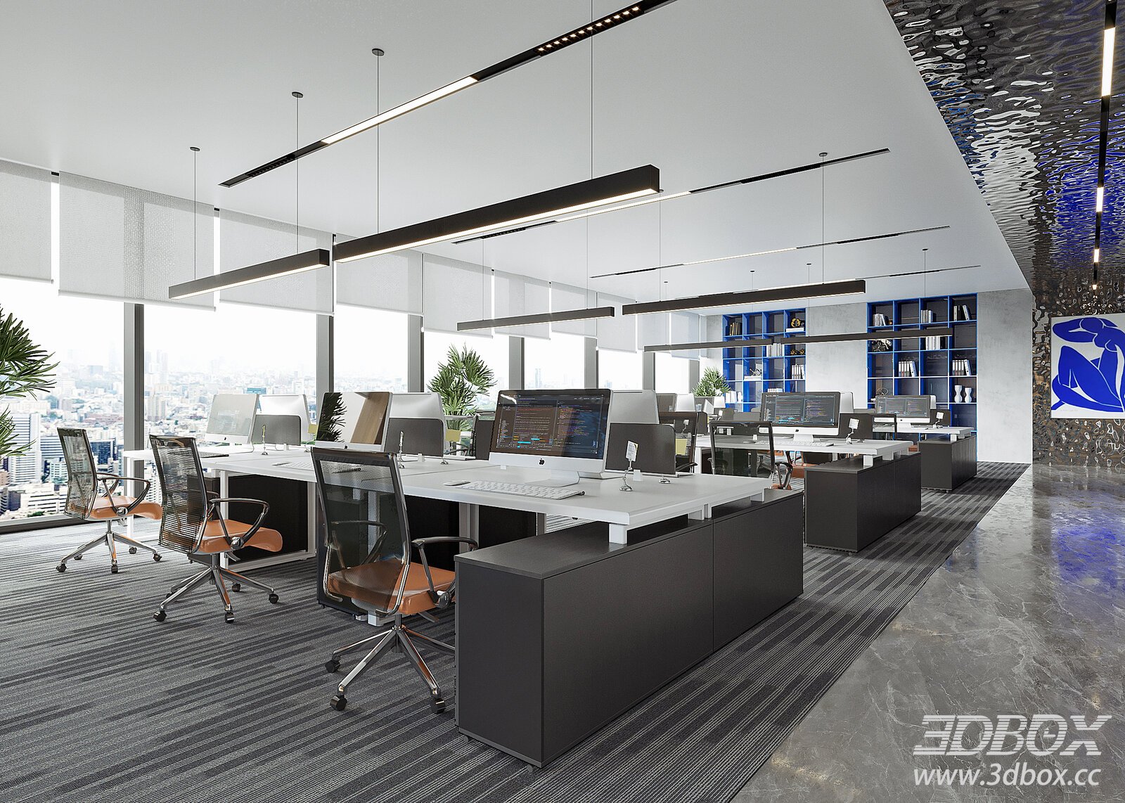 Modern Office Room 3D Model 3D model - thumbnail 1