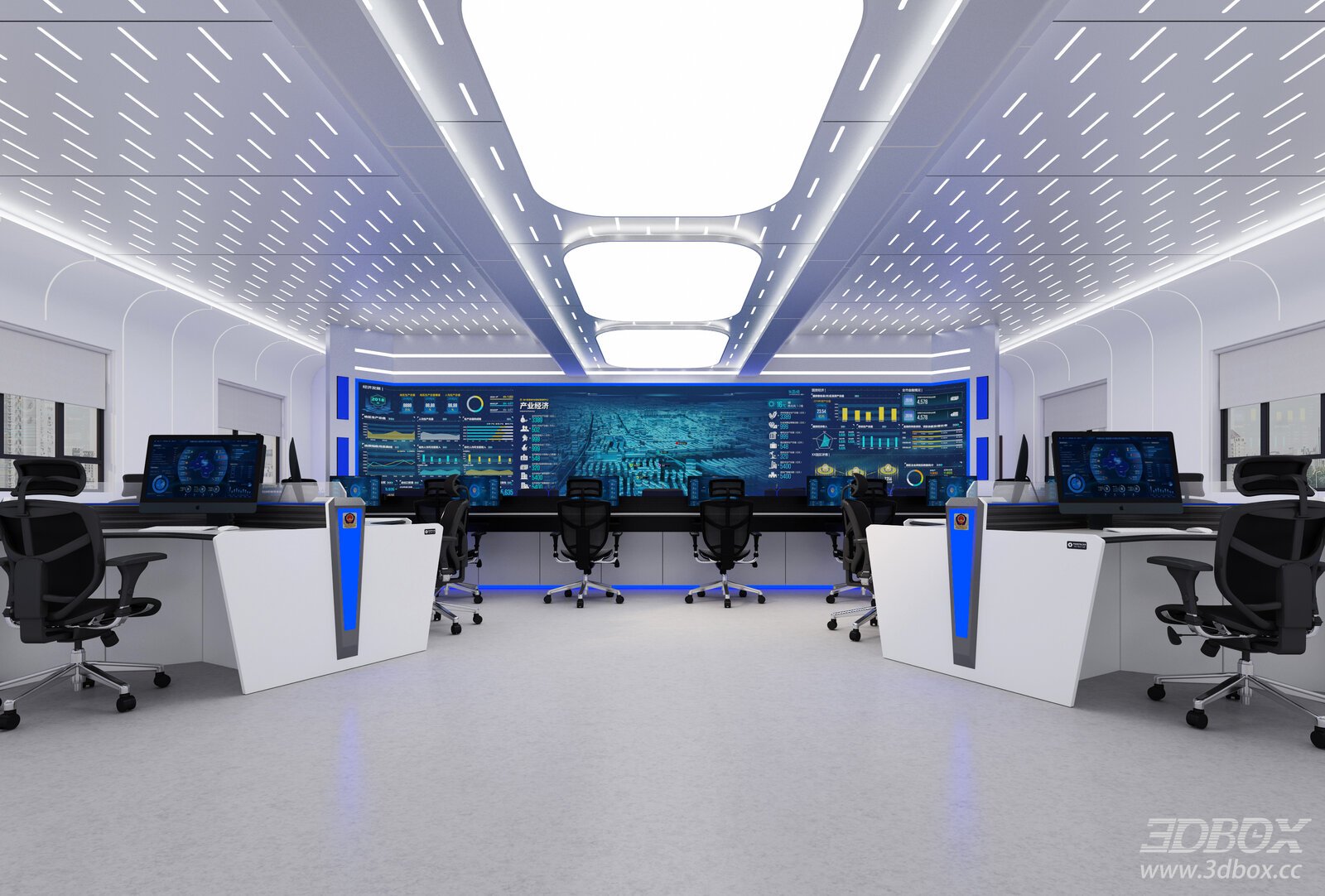 Modern Office Room Interior Model 3D model - front view
