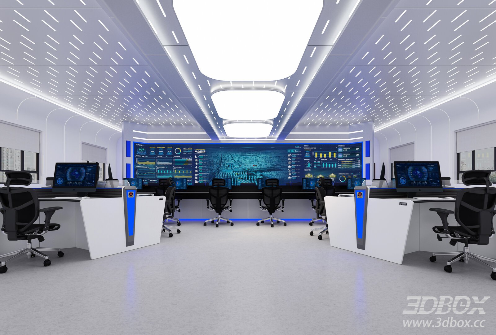Modern Office Room Interior Model 3D model - thumbnail 1