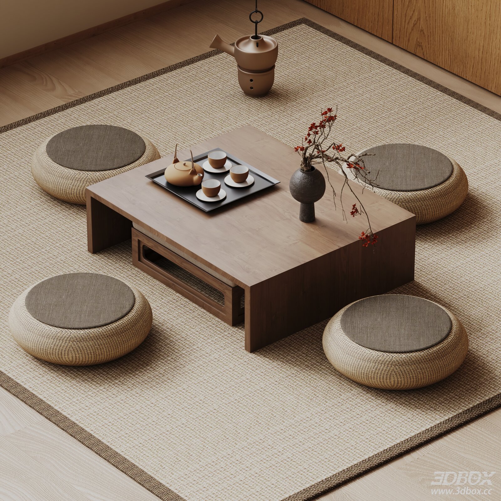 Modern Tea Room Furniture Setup 3D model - thumbnail 1