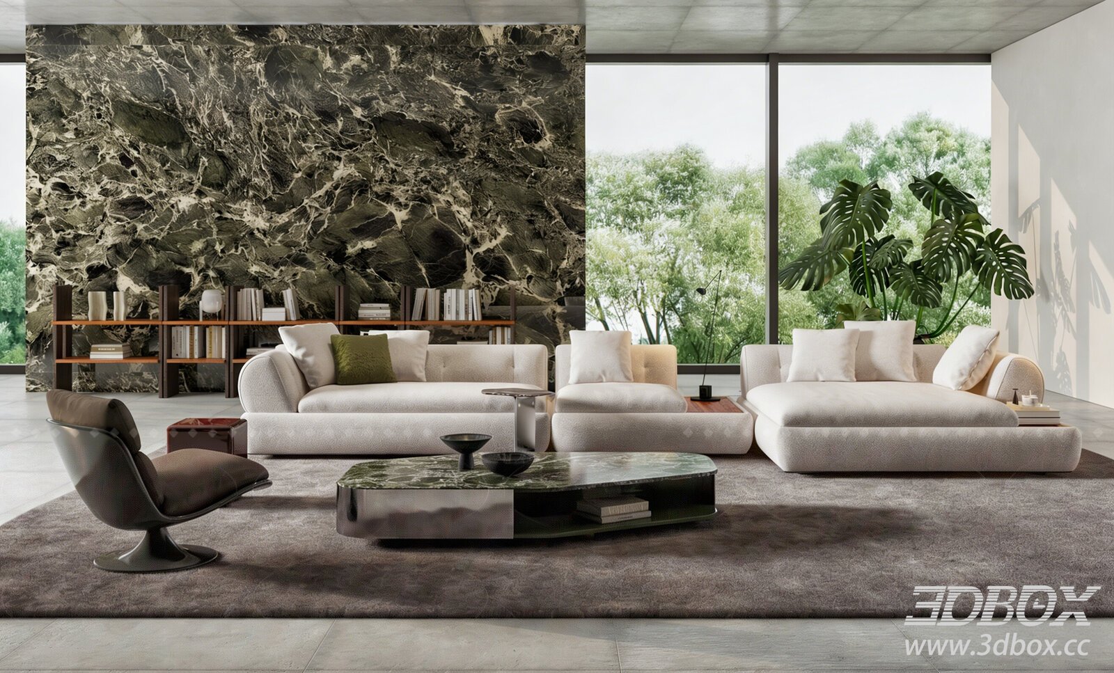 Modern Living Room Furniture Set 3D model - thumbnail 1