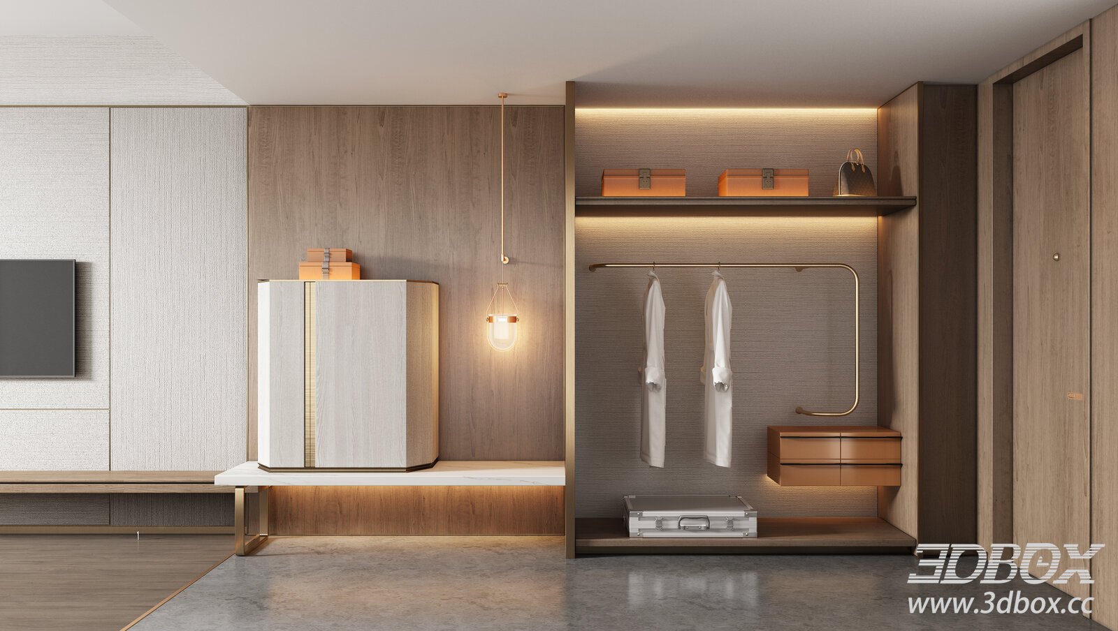 Modern Bedroom Cabinet and Wardrobe Model 3D model - thumbnail 1