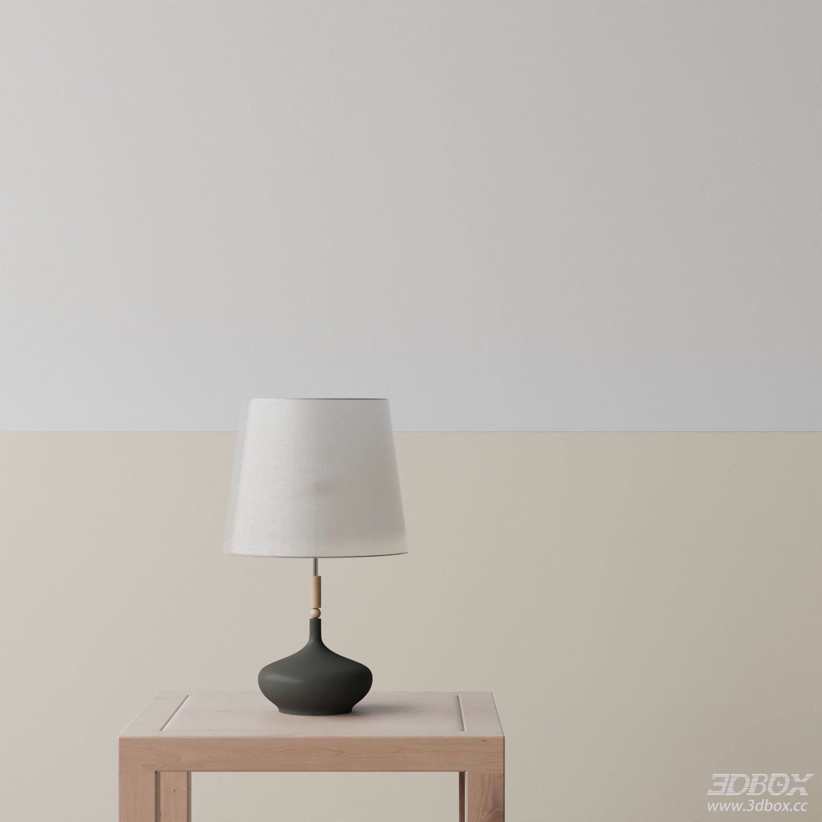 Modern Table Lamp on Wooden Table 3D model - thumbnail 1