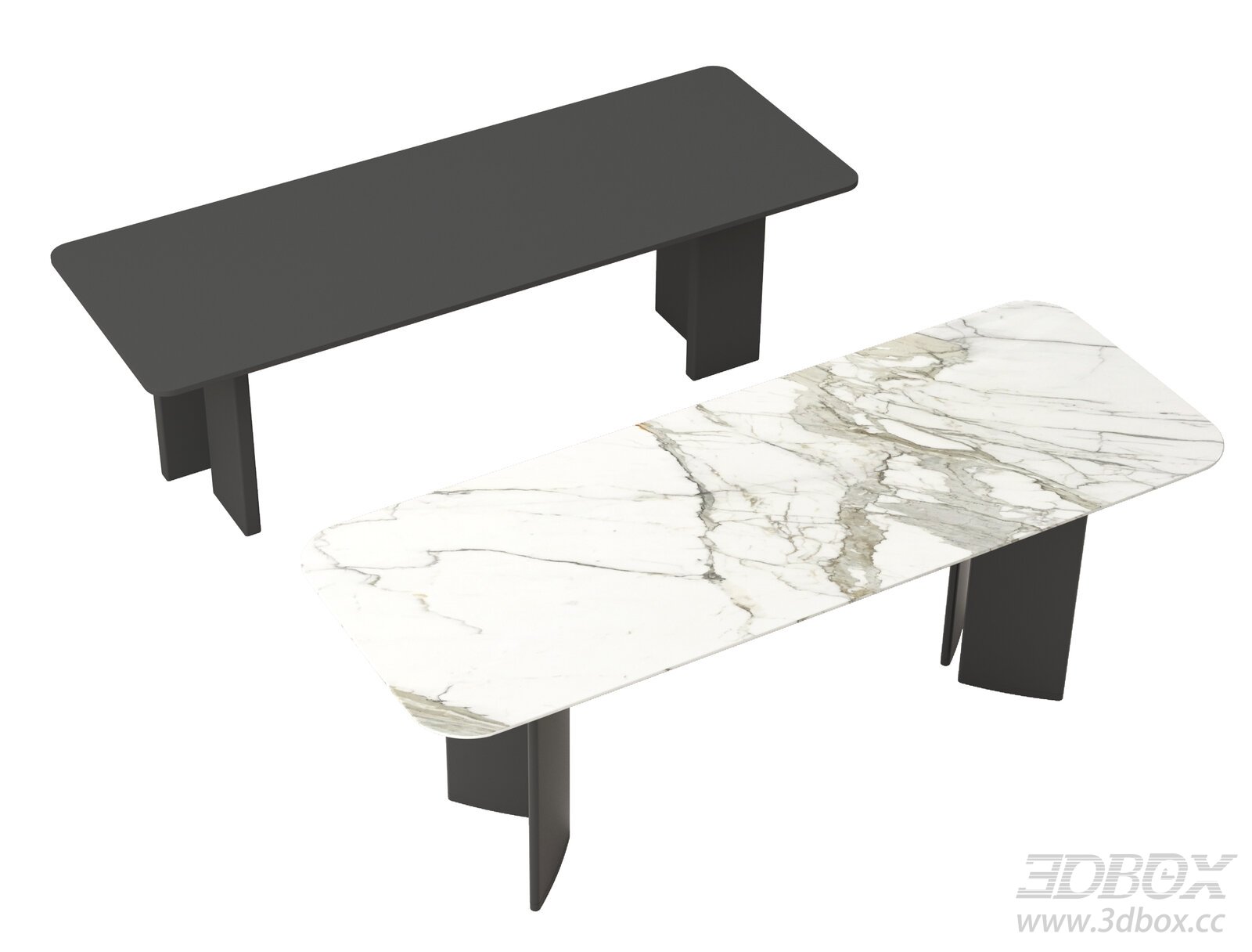 Modern Marble Dining Table with Metal Legs 3D model - thumbnail 1