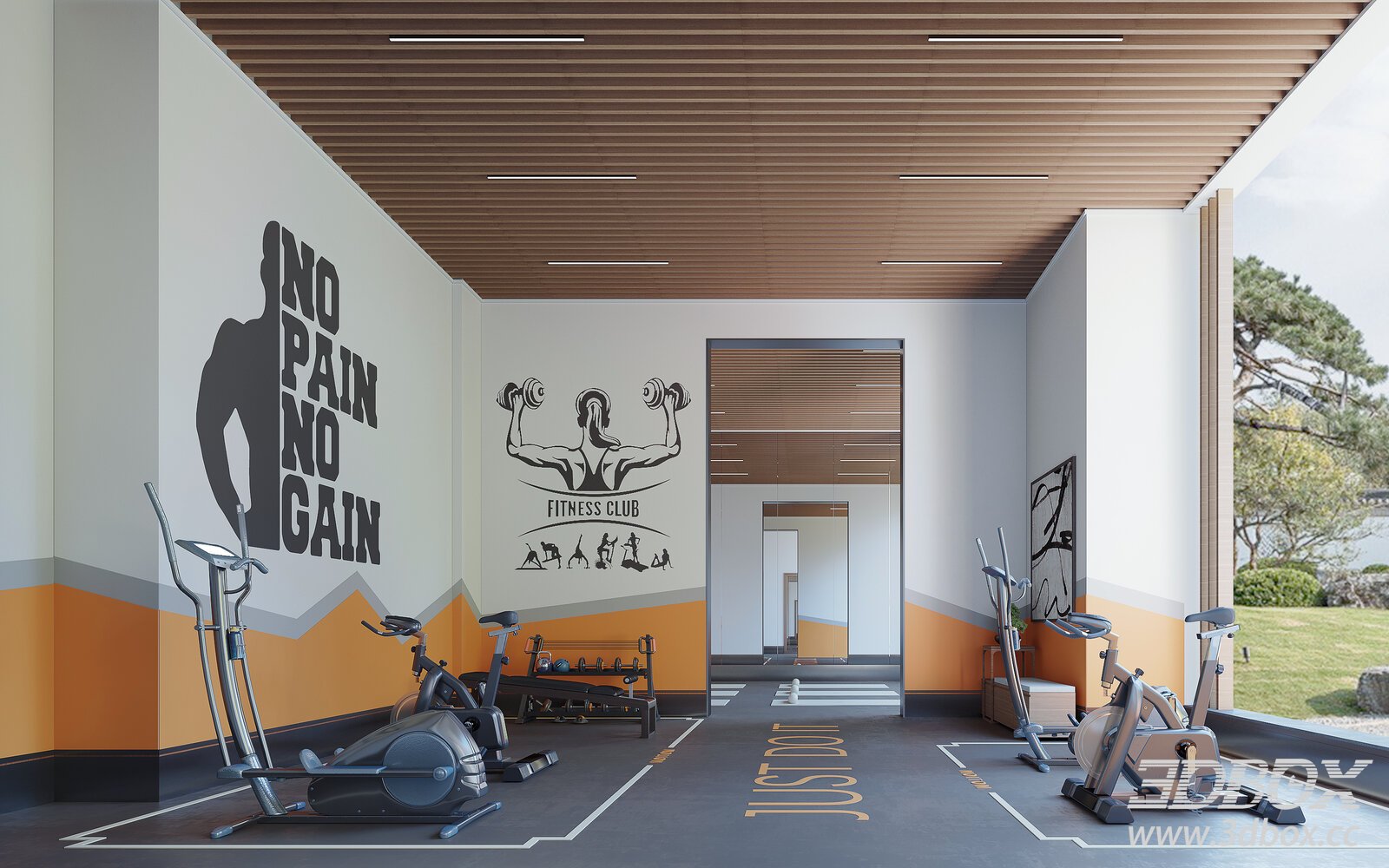 Modern Gym Interior 3D model - thumbnail 1