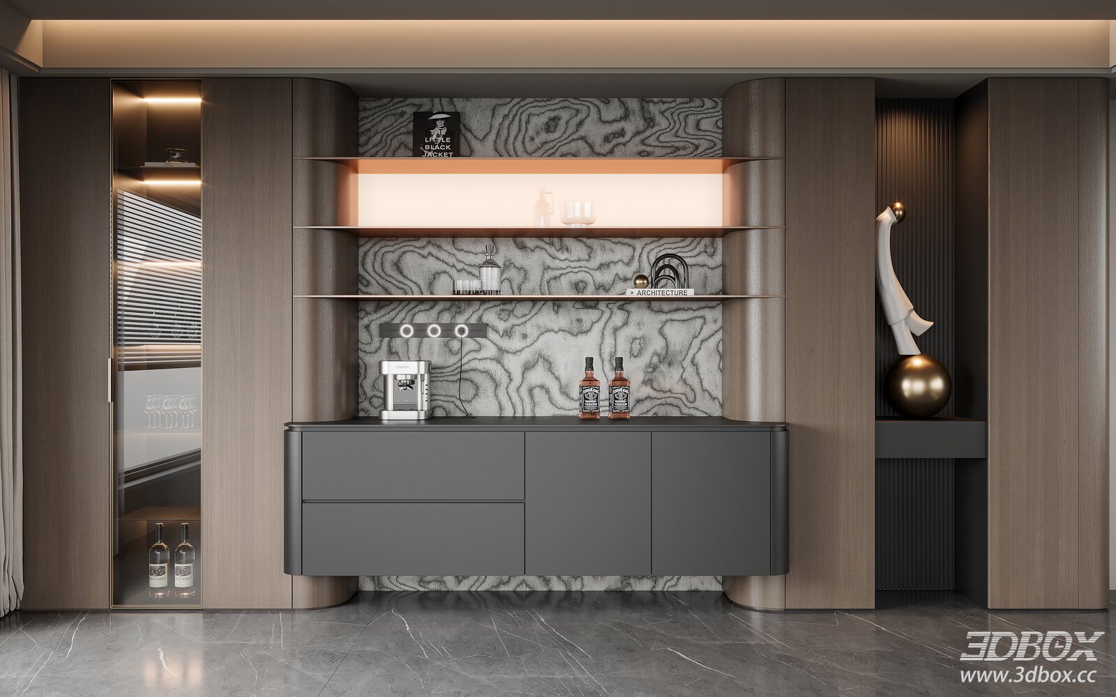 Modern Living Room Sideboard with Decor | 3D Model | 3Dbox