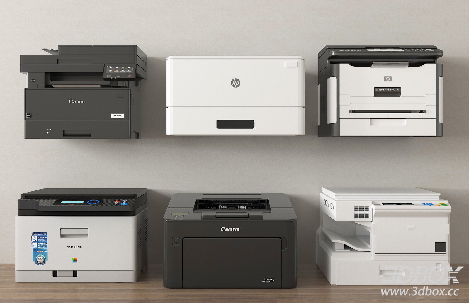 Modern Printers on Table 3D model - thumbnail 1