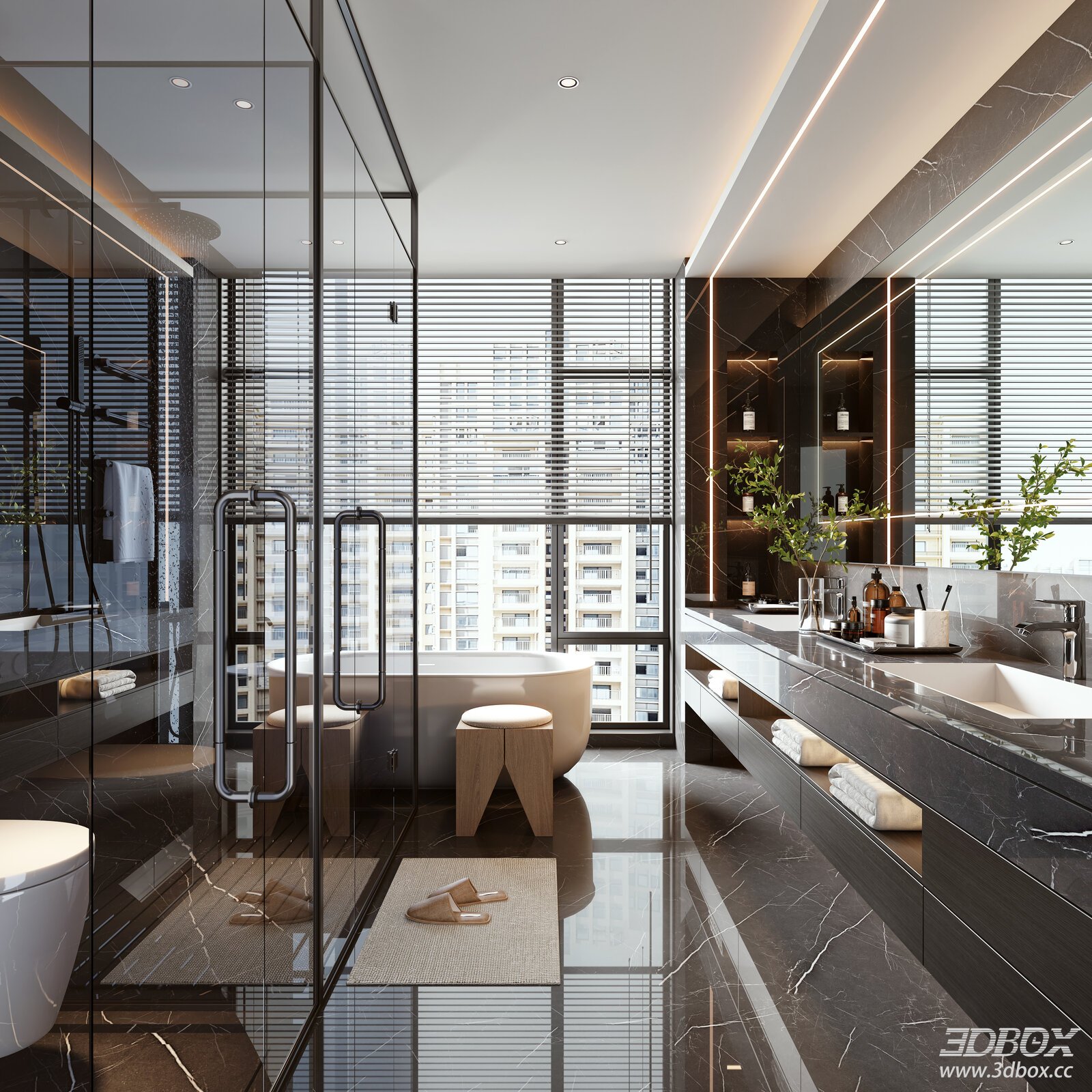 Modern Bathroom Interior 3D model - front view