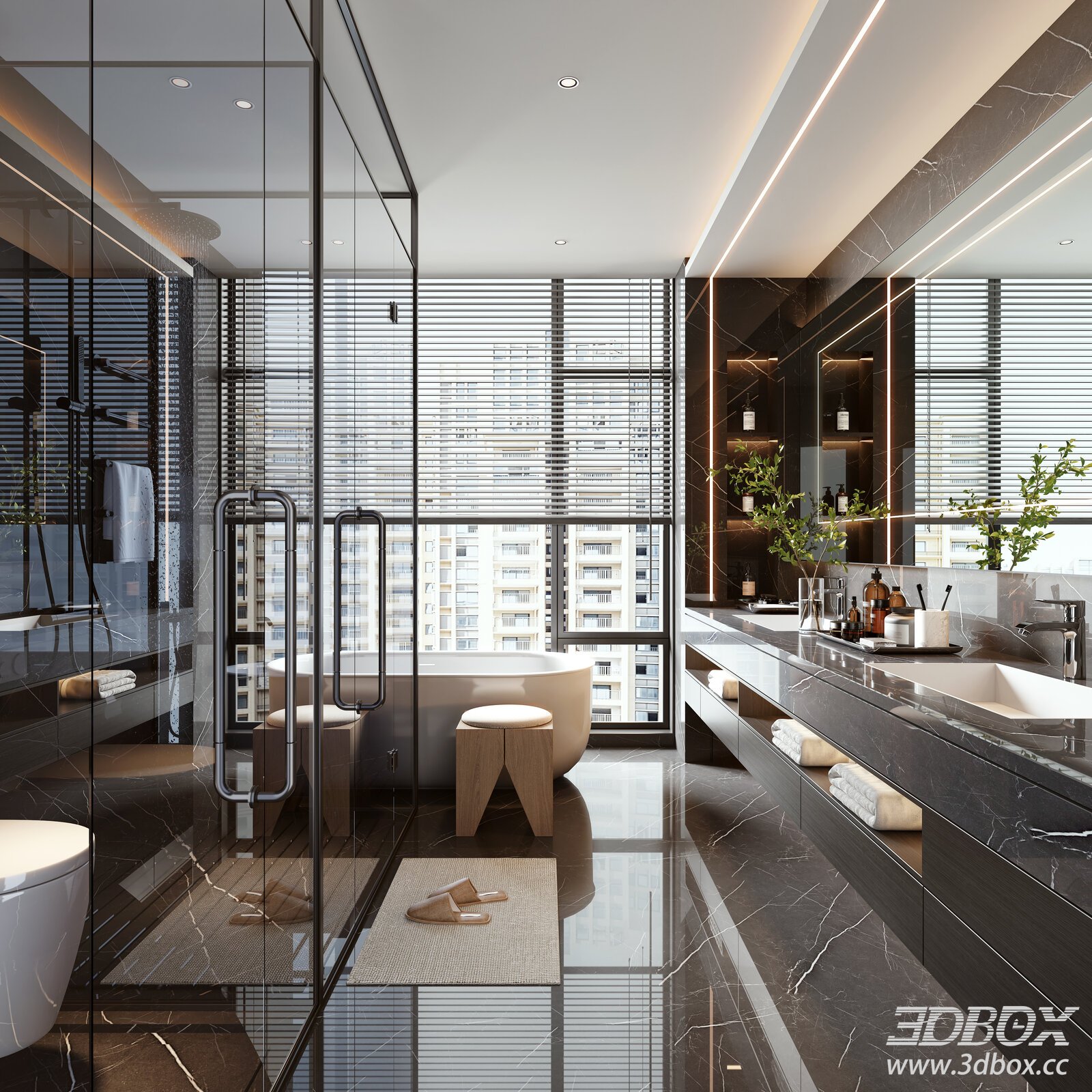Modern Bathroom Interior 3D model - thumbnail 1