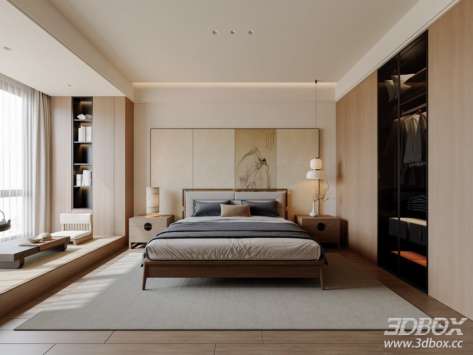 Modern Bedroom Interior Model 3D model - thumbnail 1