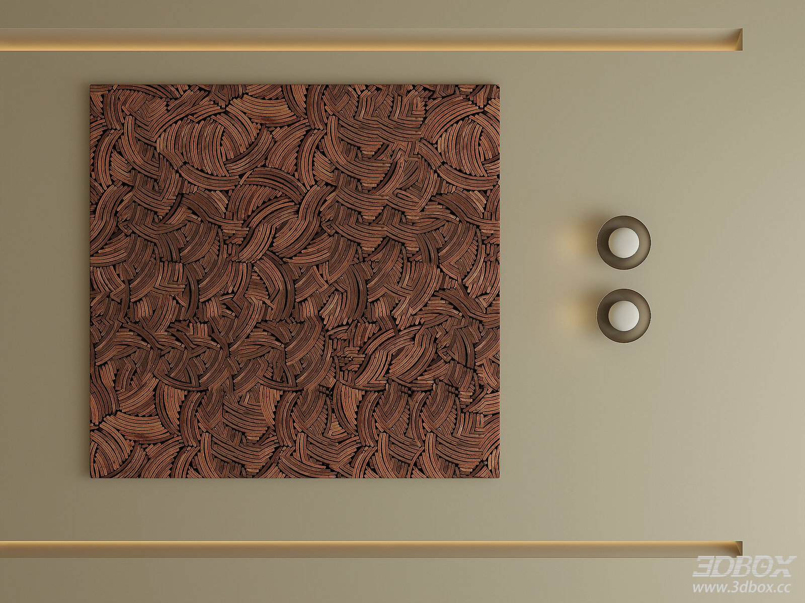 Modern Wooden 3D Wall Panel 3D model - thumbnail 1
