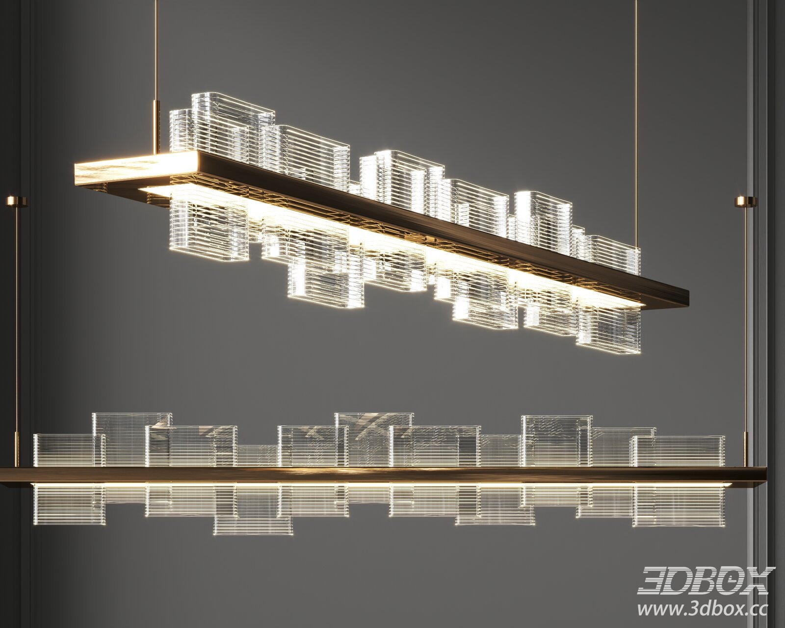 Modern Glass and Metal Ceiling Lamp 3D model - thumbnail 1