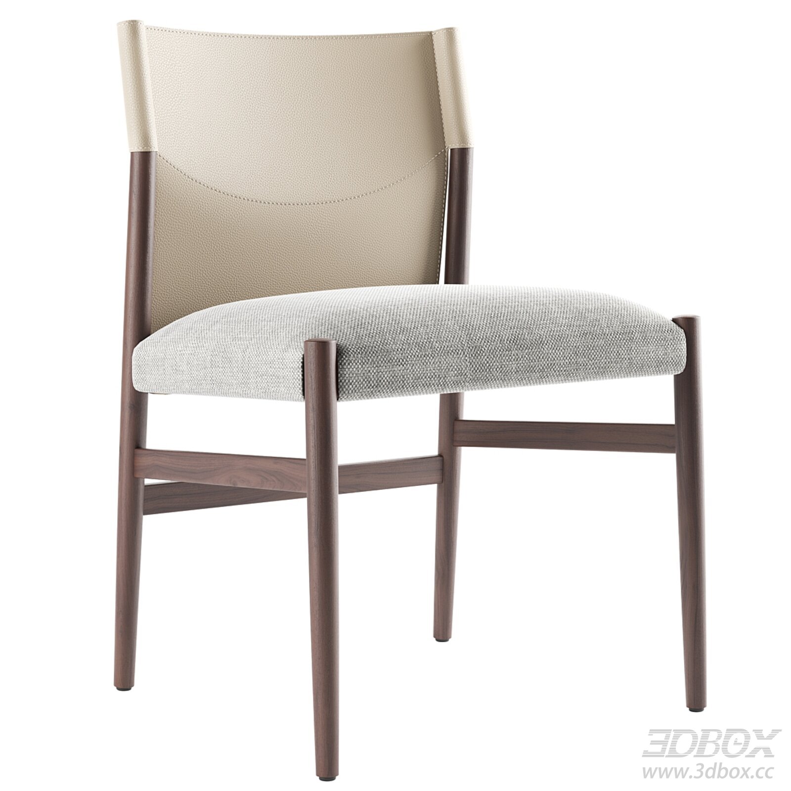 Modern Fabric - Upholstered Wooden Chair 3D model - thumbnail 1