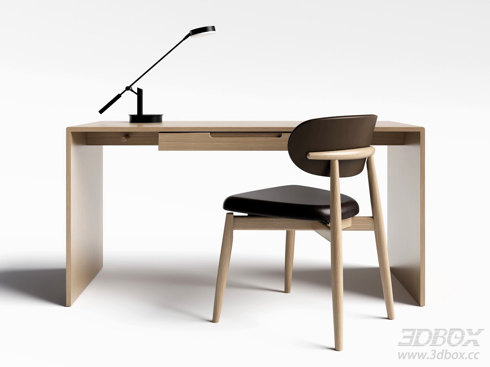 Modern Desk and Chair Set 3D model - thumbnail 1