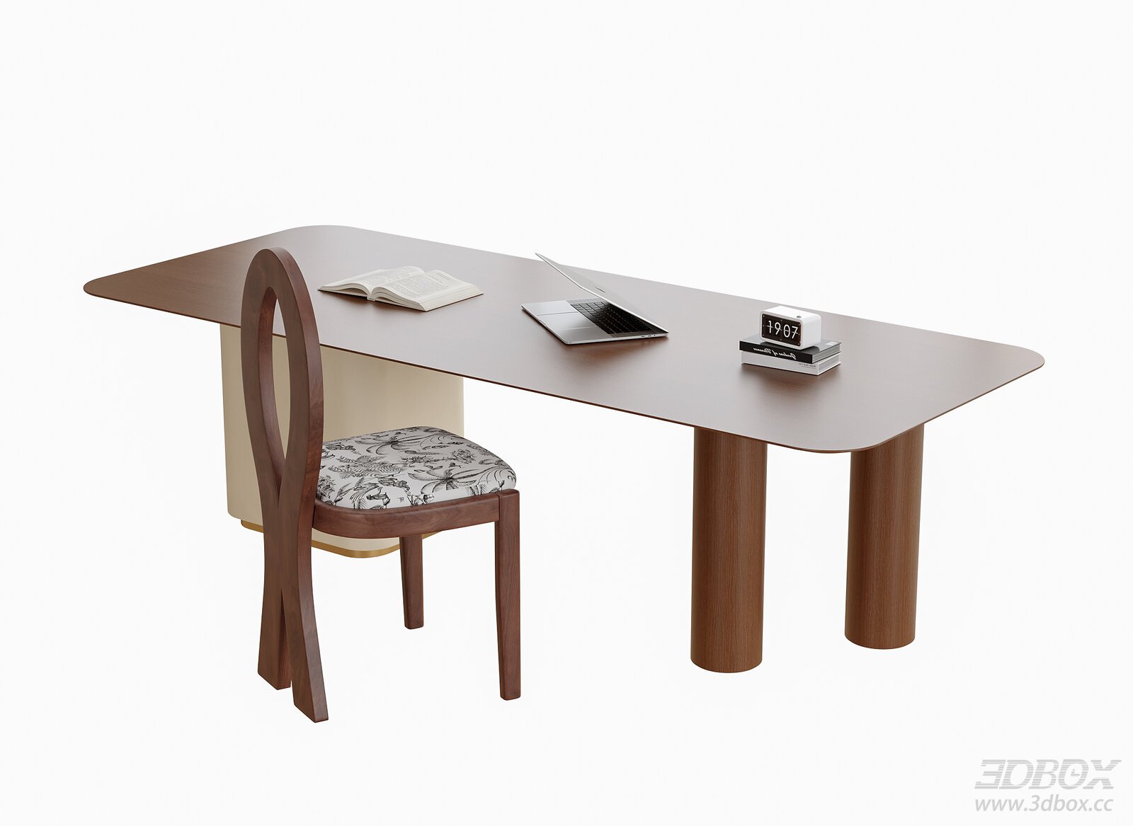 Modern Desk and Chair Set 3D model - front view