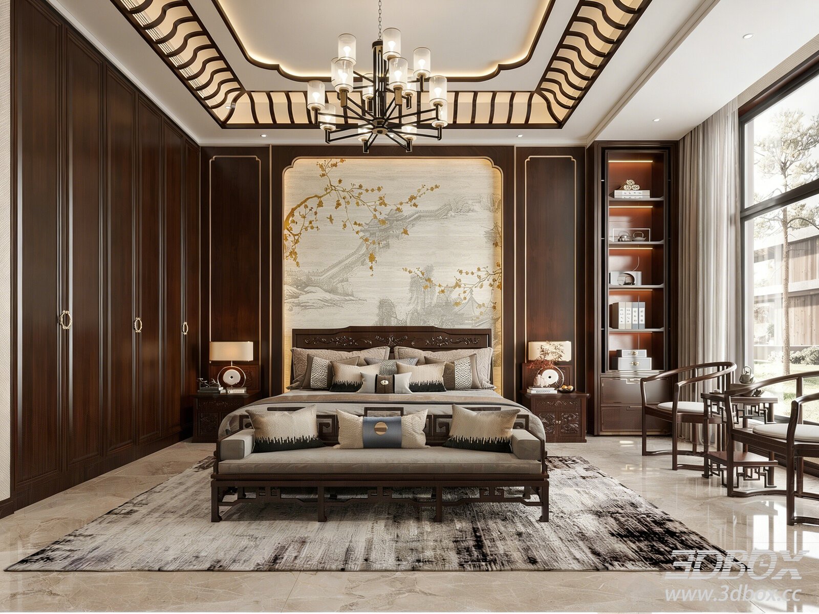 Modern Bedroom Interior 3D model - thumbnail 1