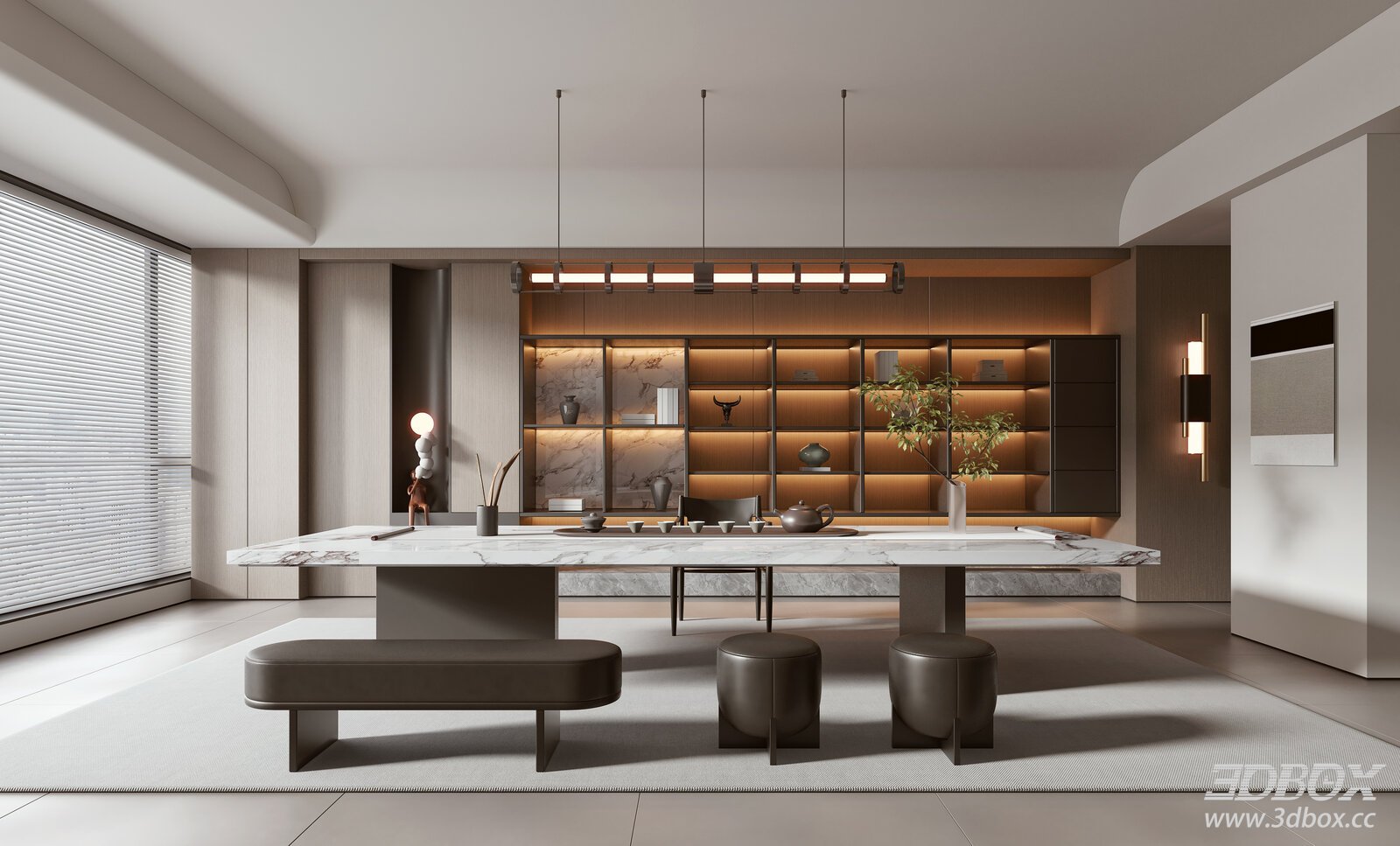 Modern Living Room Interior Model 3D model - front view