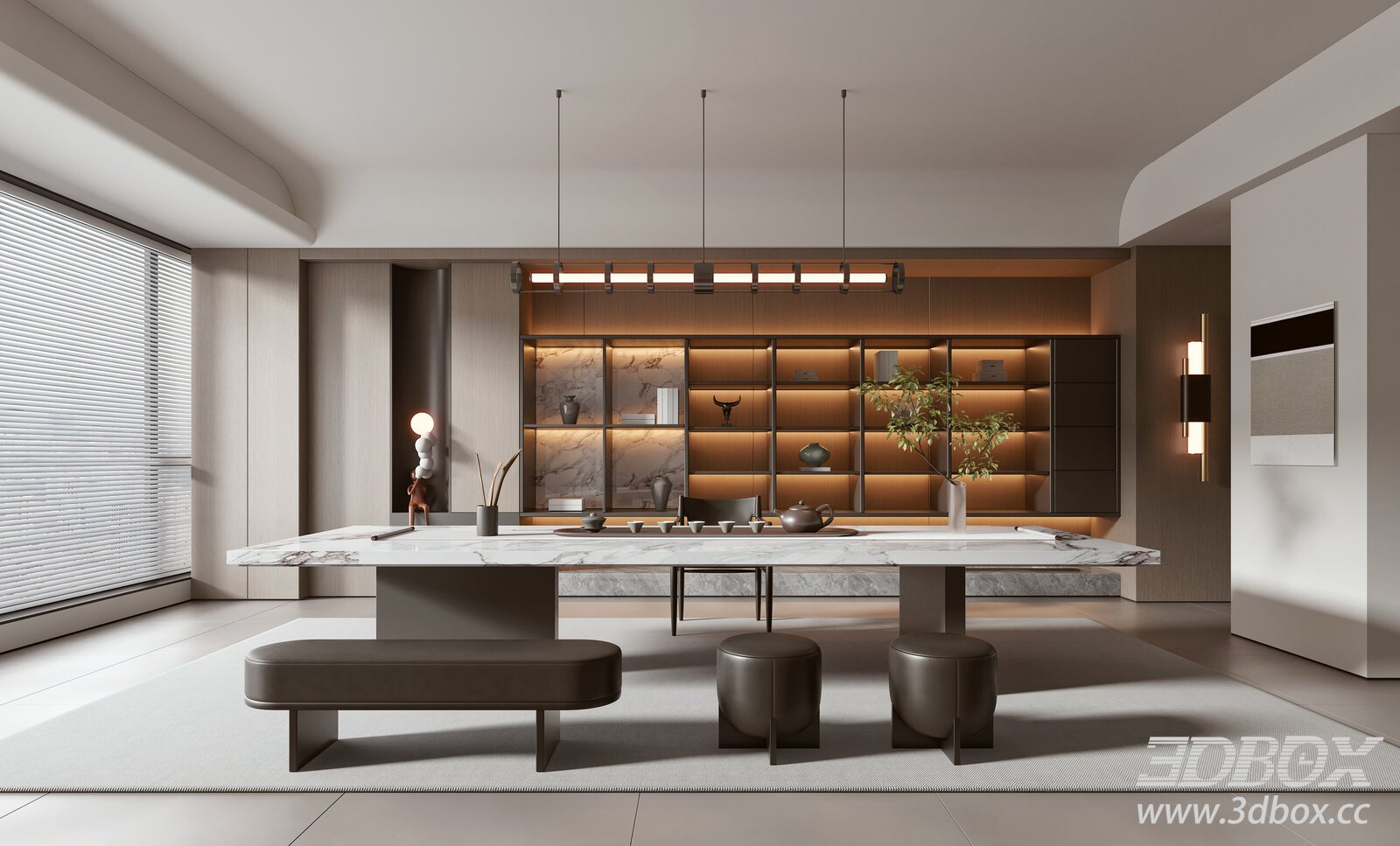 Modern Living Room Interior Model 3D model - thumbnail 1