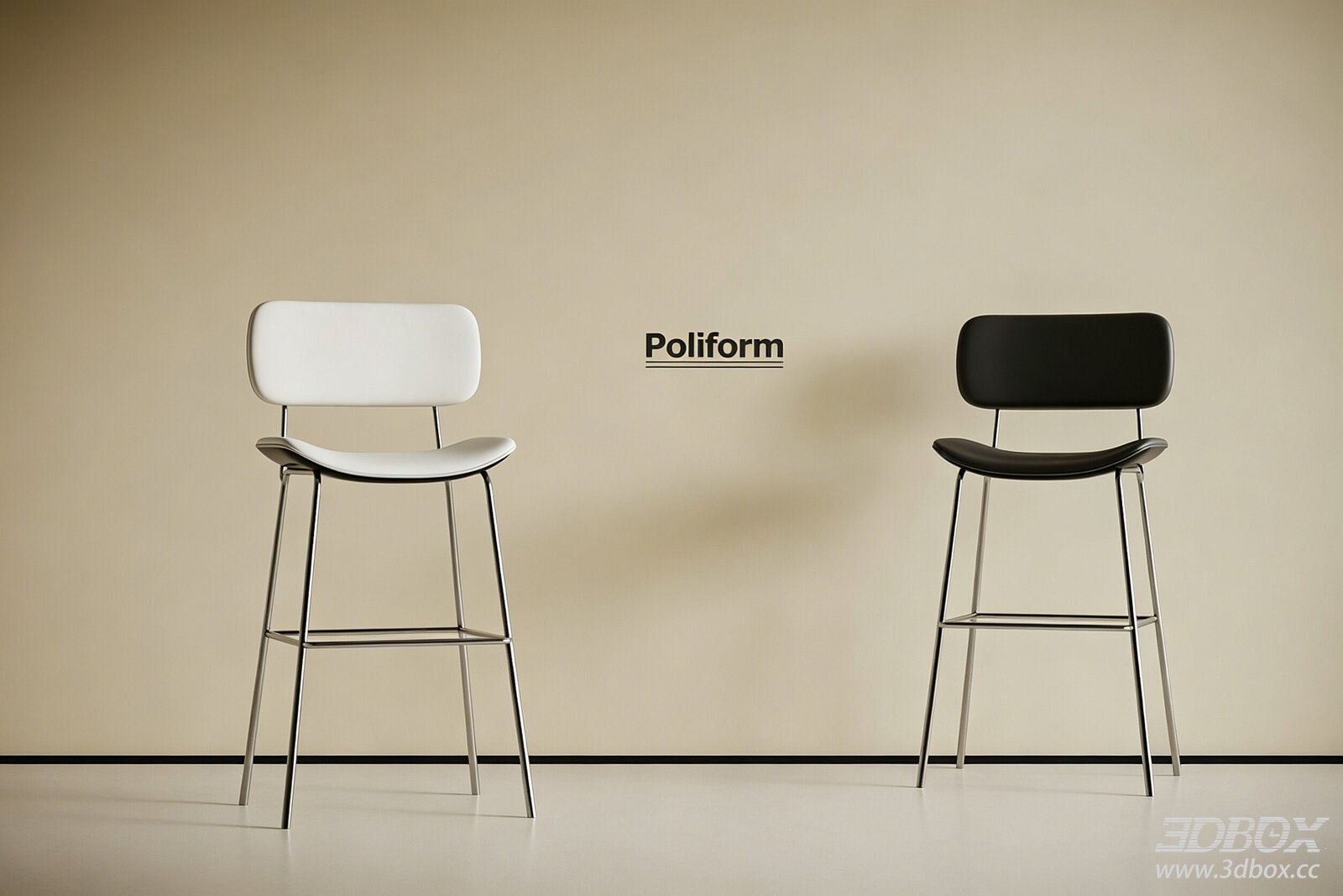 Modern Metal Stools by Poliform 3D model - front view