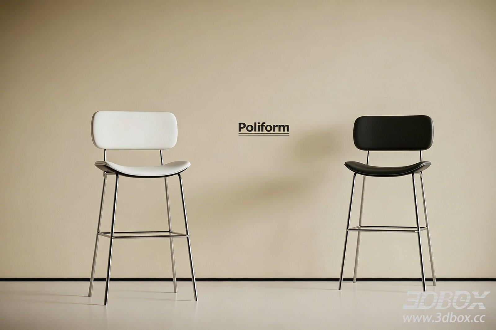 Modern Metal Stools by Poliform 3D model - thumbnail 1