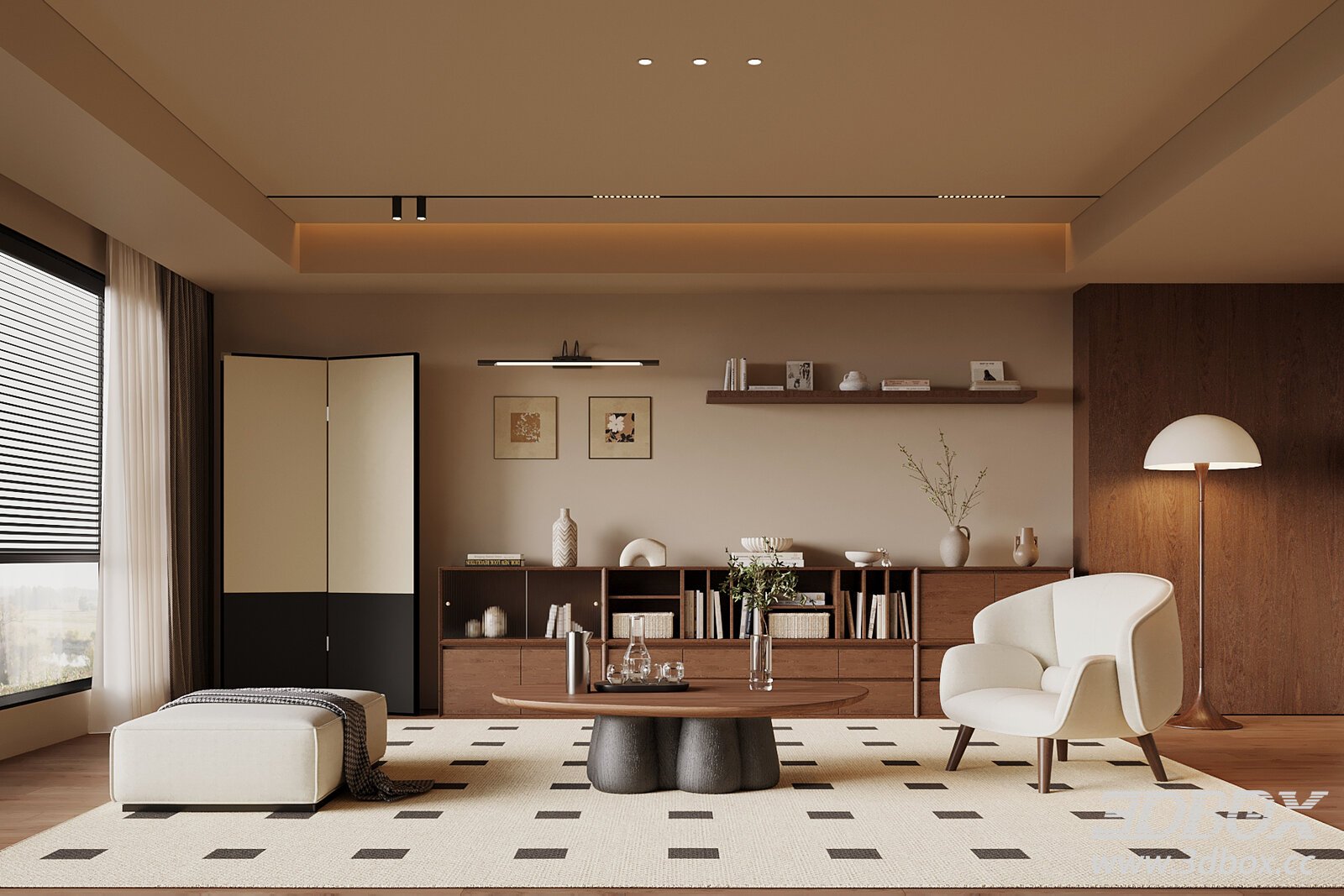 Modern Living Room Interior Model 3D model - thumbnail 1