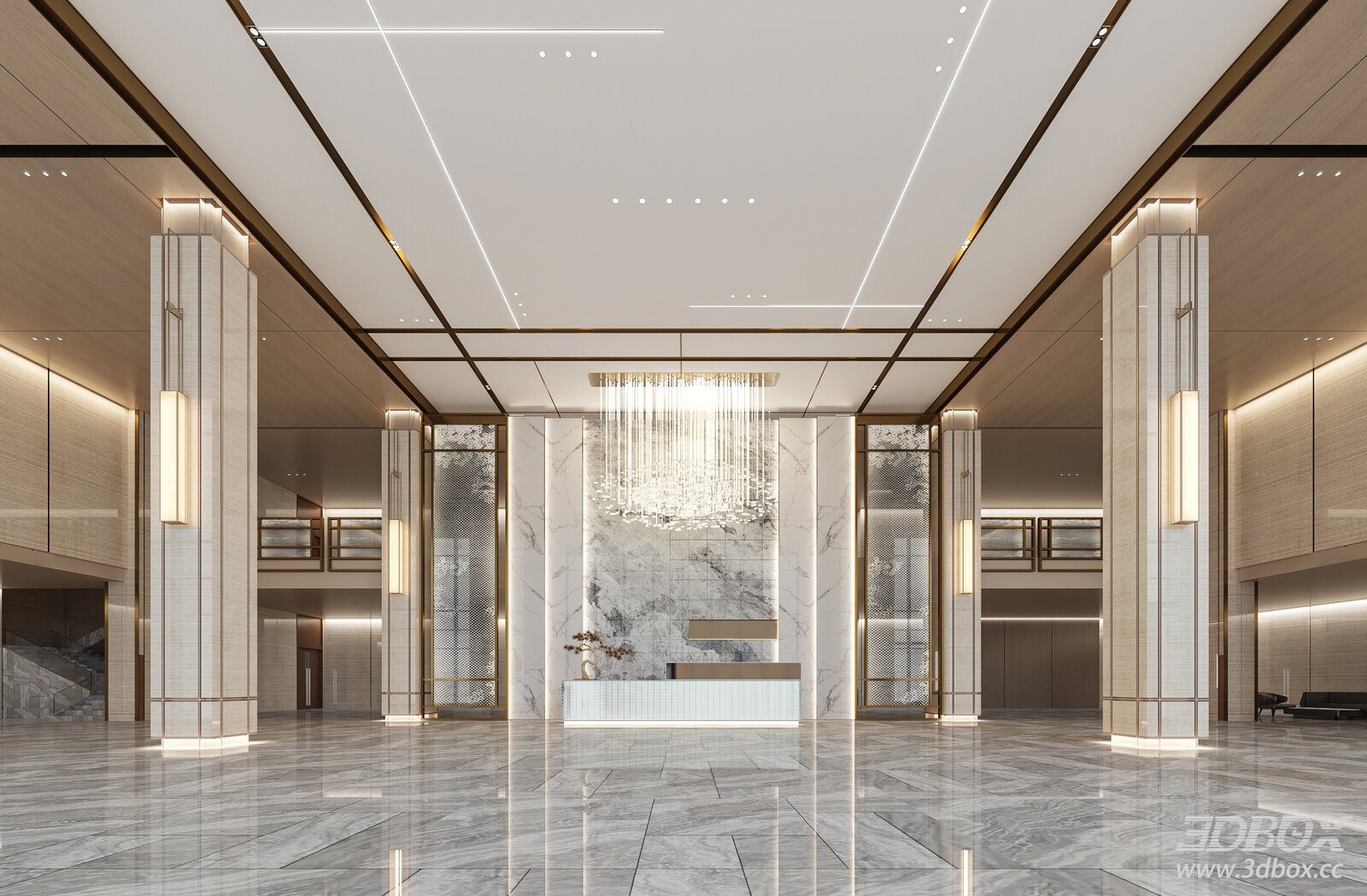 Modern Luxury Reception Lobby Model 3D model - front view