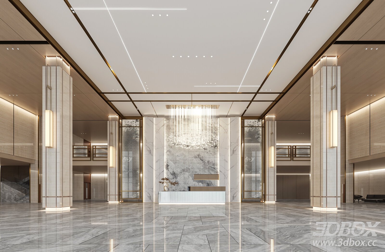 Modern Luxury Reception Lobby Model 3D model - thumbnail 1