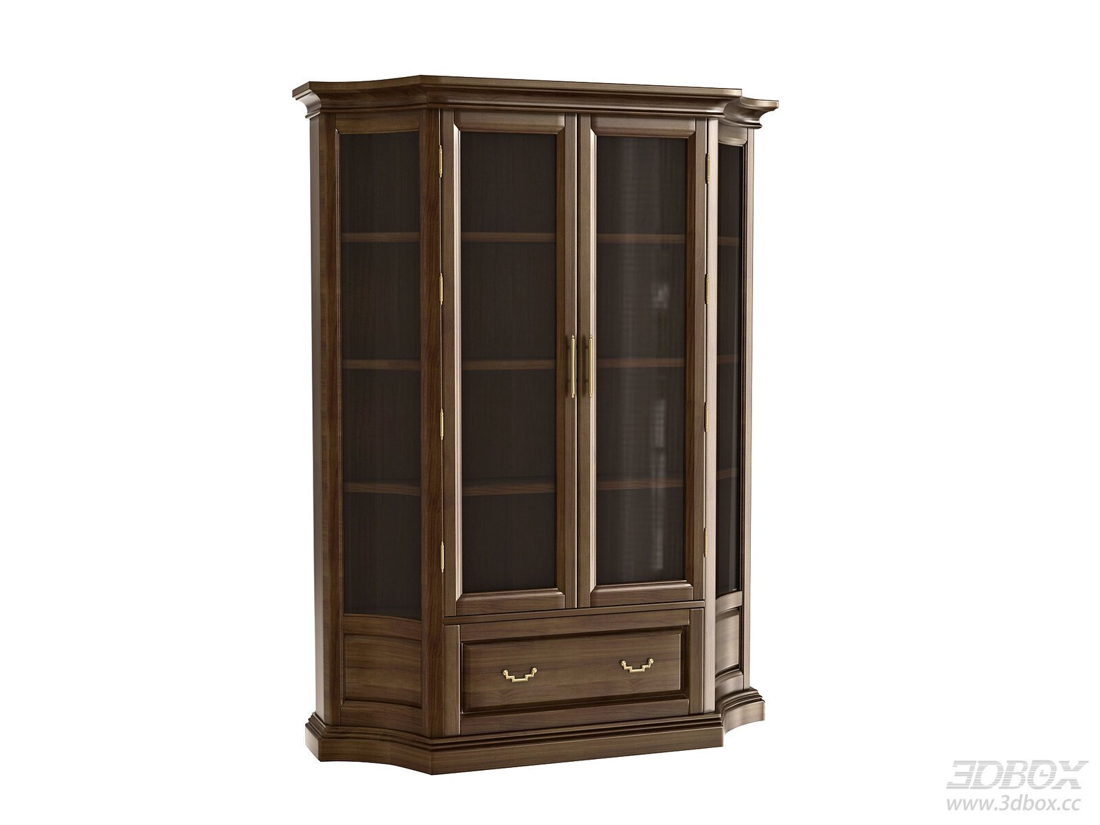 Classic Wooden Display Cabinet 3D model - thumbnail 1