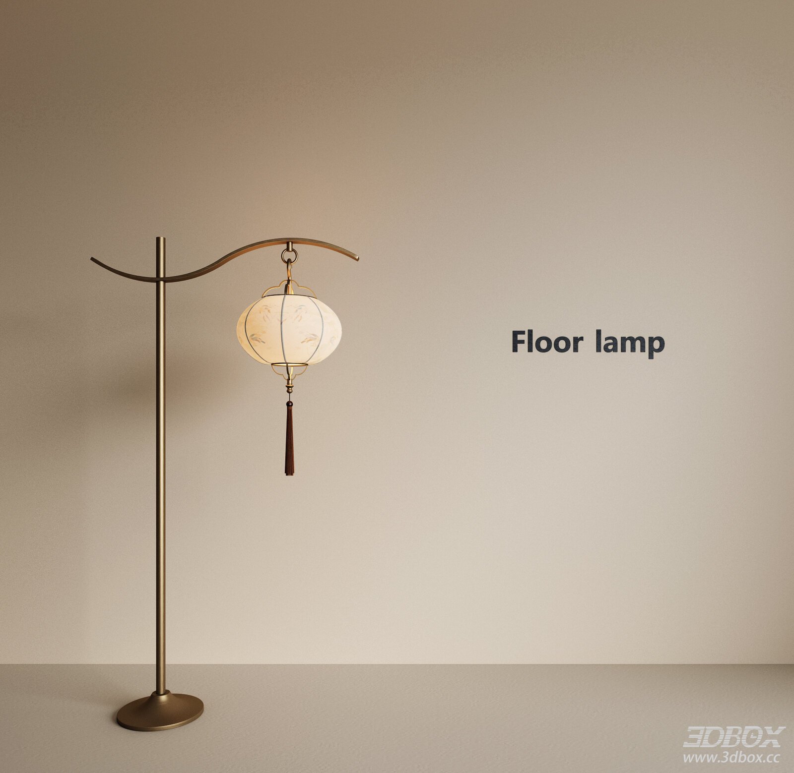 Modern Floor Lamp with Fabric Shade 3D model - thumbnail 1