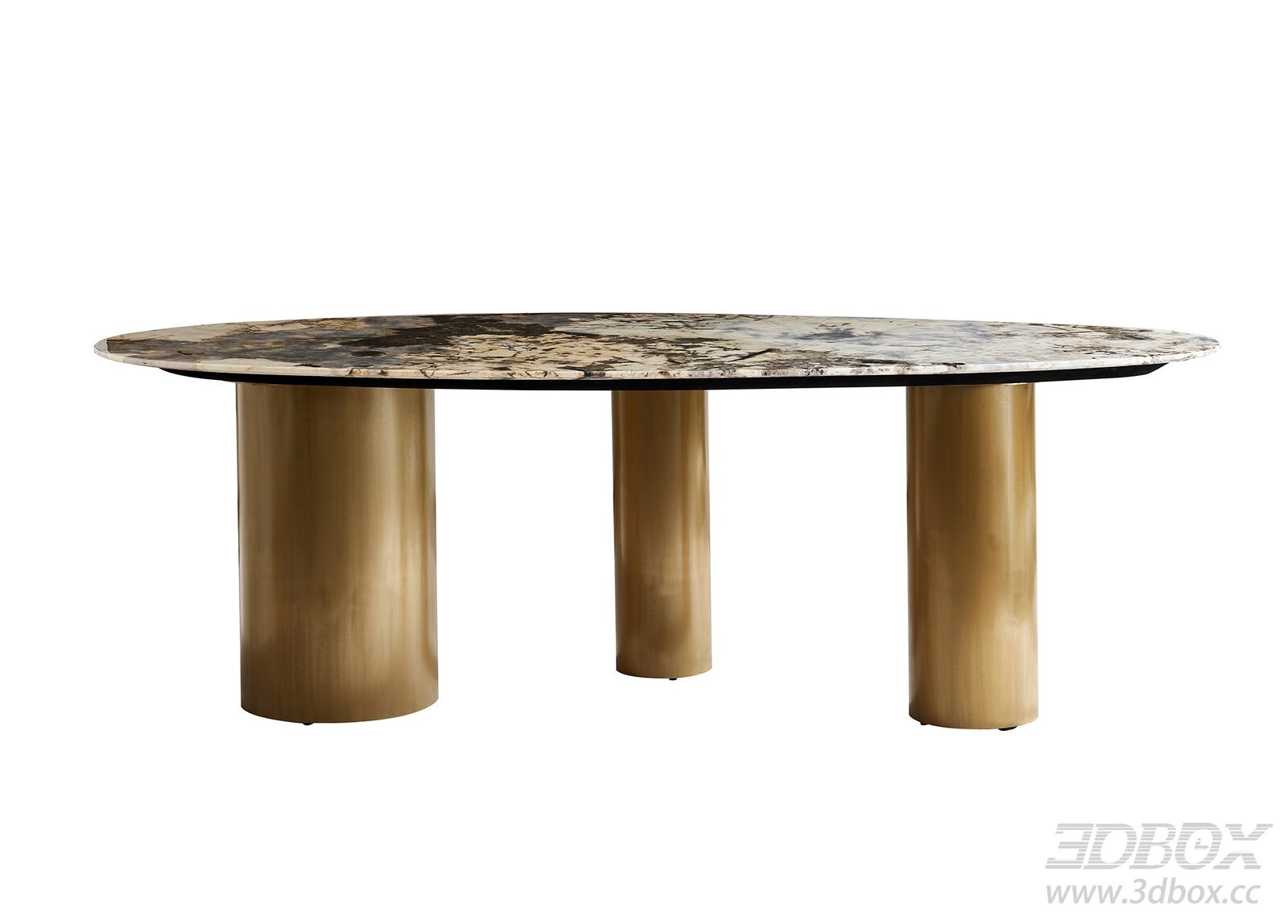 Modern Marble Dining Table with Metal Legs 3D model - thumbnail 1