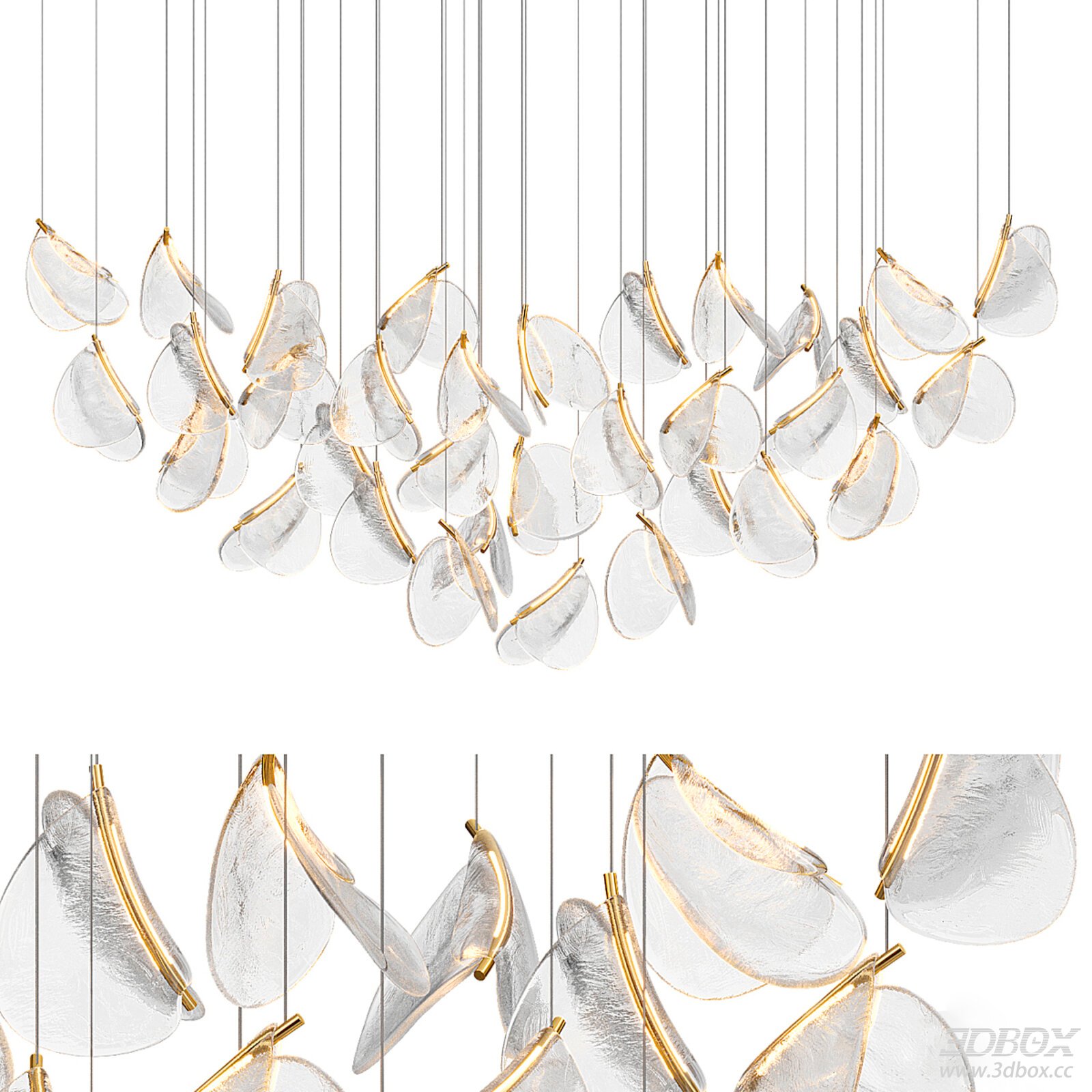 Modern Elegant Glass Ceiling Lamp 3D model - thumbnail 1