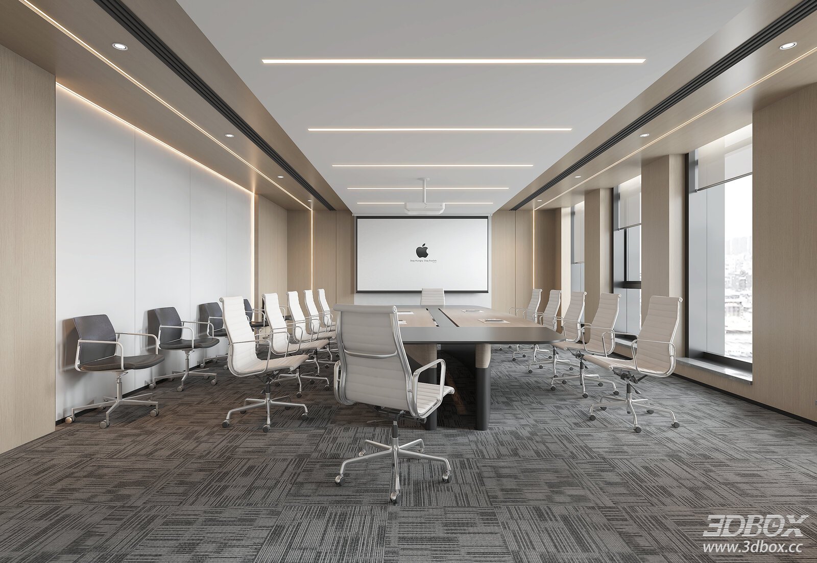 Modern Conference Room with Table and Office Chairs | 3Dbox