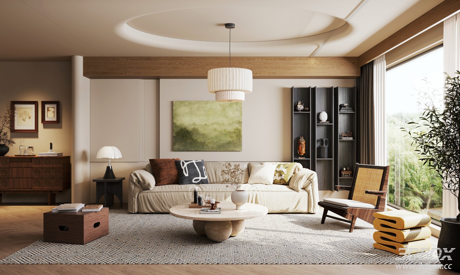Modern Living Room with Sofa Set and Coffee Table | 3Dbox