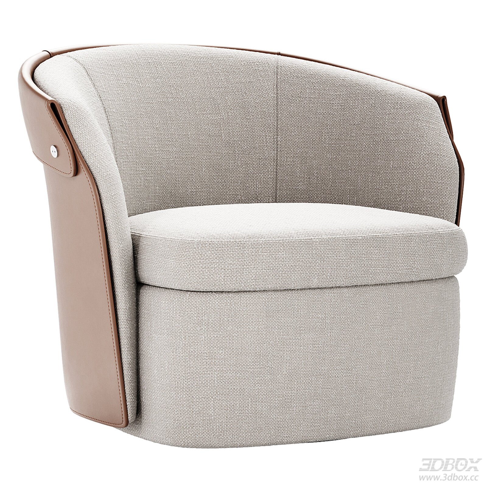 Modern Fabric Leather Armchair 3D model - front view