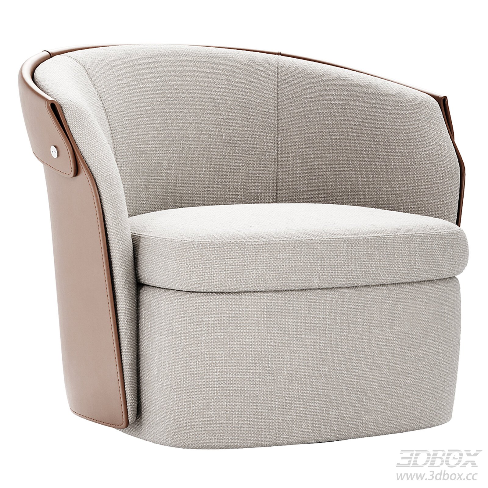 Modern Fabric Leather Armchair 3D model - thumbnail 1